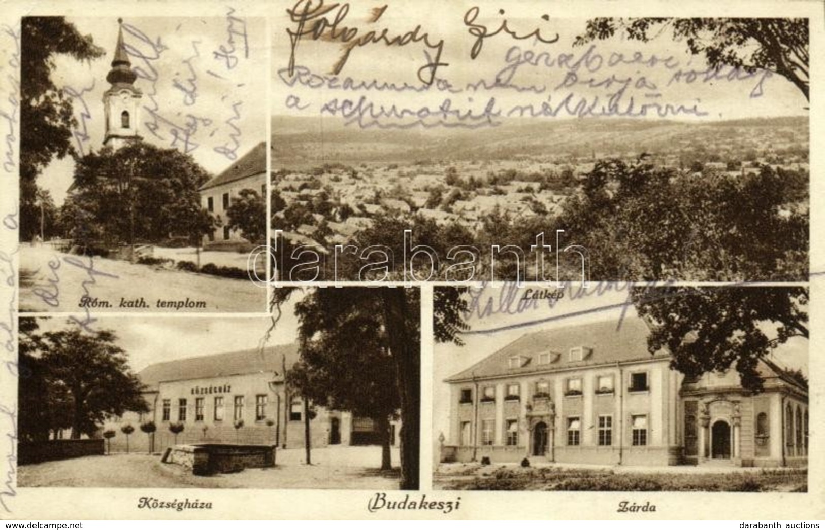 T2/T3 1934 Budakeszi, Római Katolikus Templom, Látkép, Községháza, Zárda (EK) - Unclassified