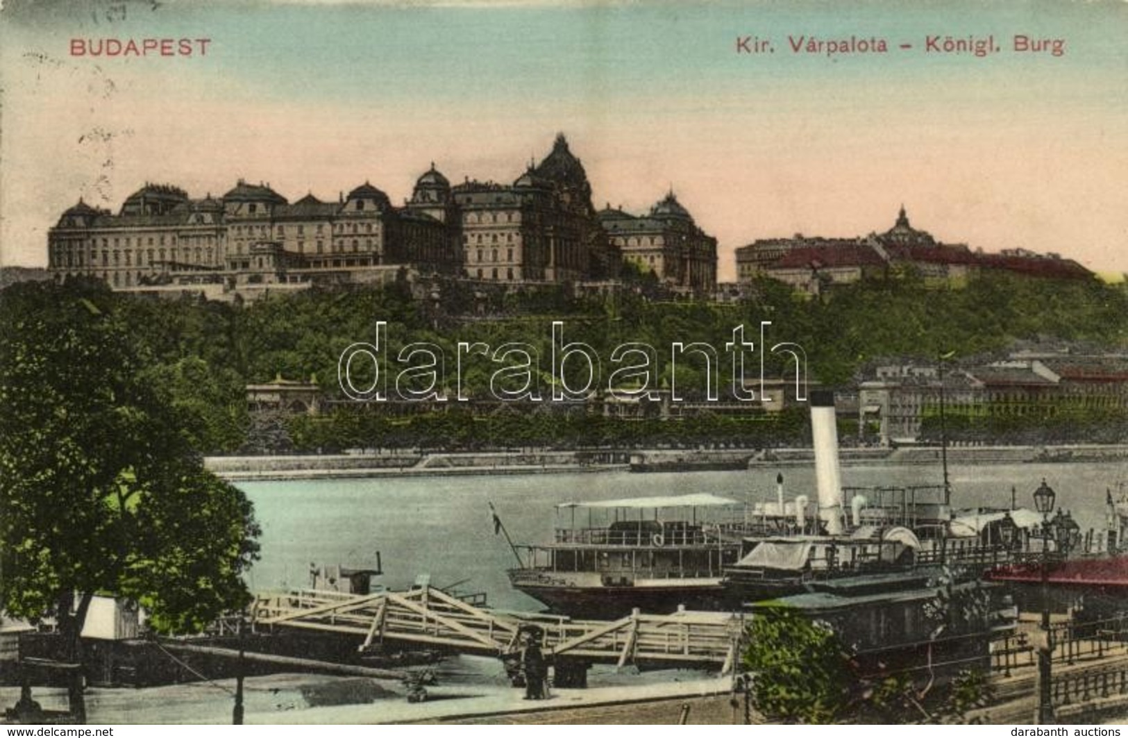 T2 1910 Budapest I. Kir. Várpalota, Pesti Rakpart, Gőzhajó. Schwarz J. Kiadása - Ohne Zuordnung