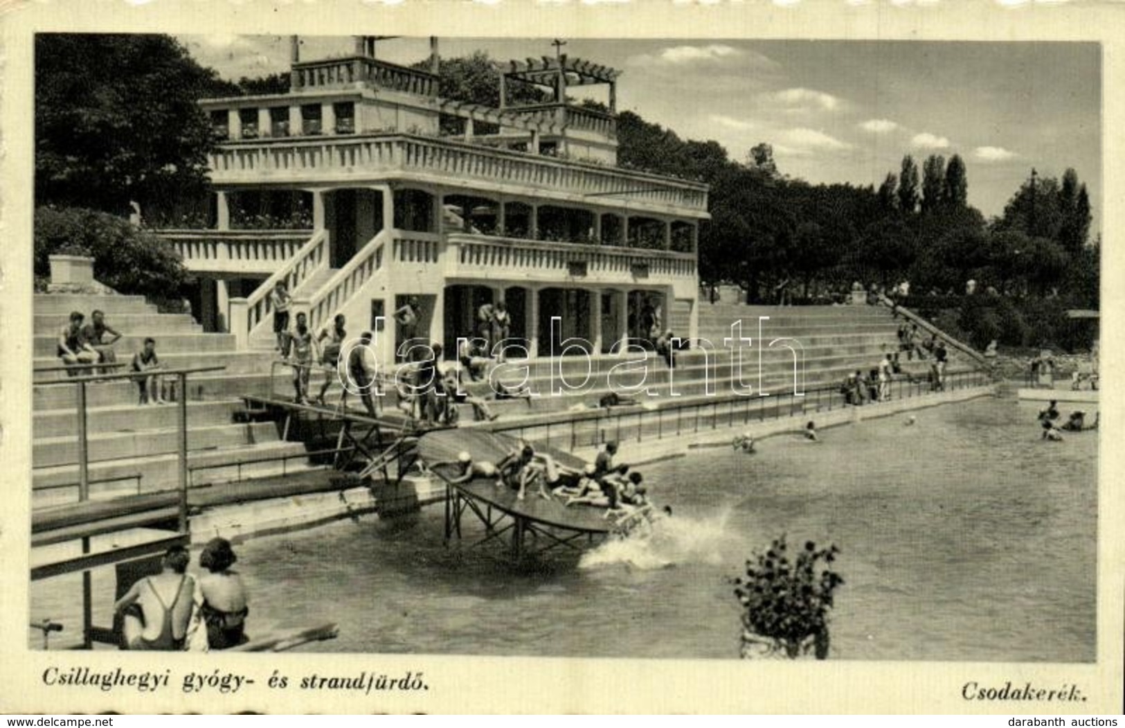 T2 1940 Budapest III. Csillaghegyi Gyógy- és Strandfürdő, Csodakerék, Fürdőzők - Unclassified