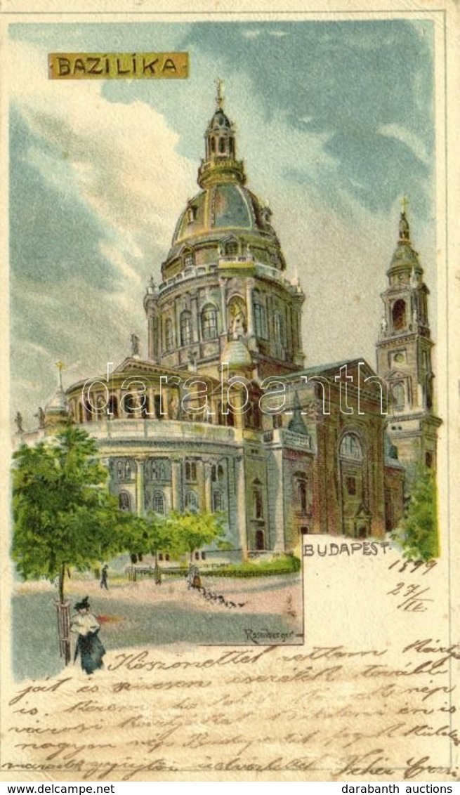 T3 1899 Budapest V. Bazilika, Art Nouveau, Litho S: Rosenberger (EB) - Unclassified