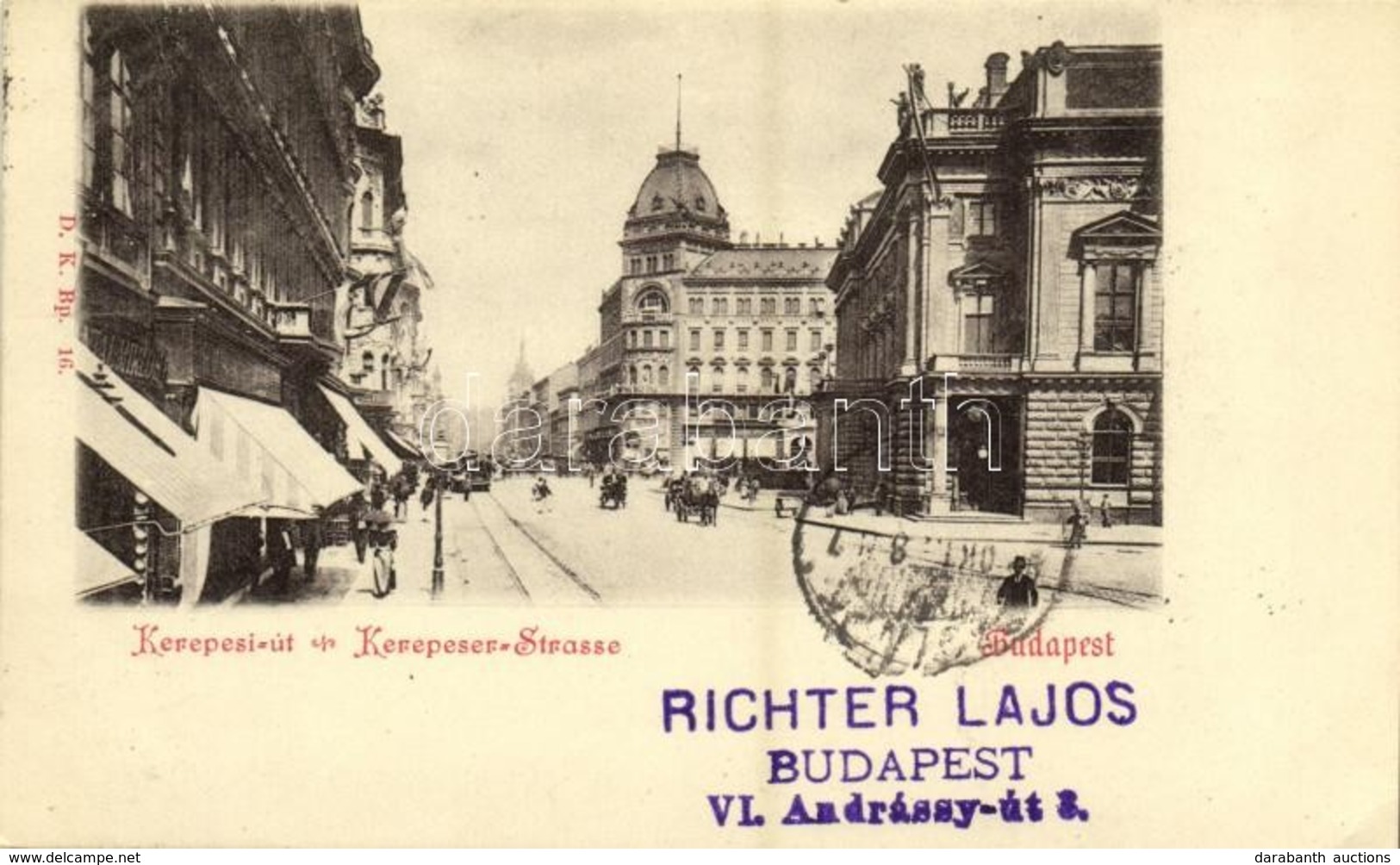 T2/T3 1898 Budapest VIII. Kerepesi út, Népszínház, üzletek, Villamos. D. K. Bp. 16. (EK) - Sin Clasificación