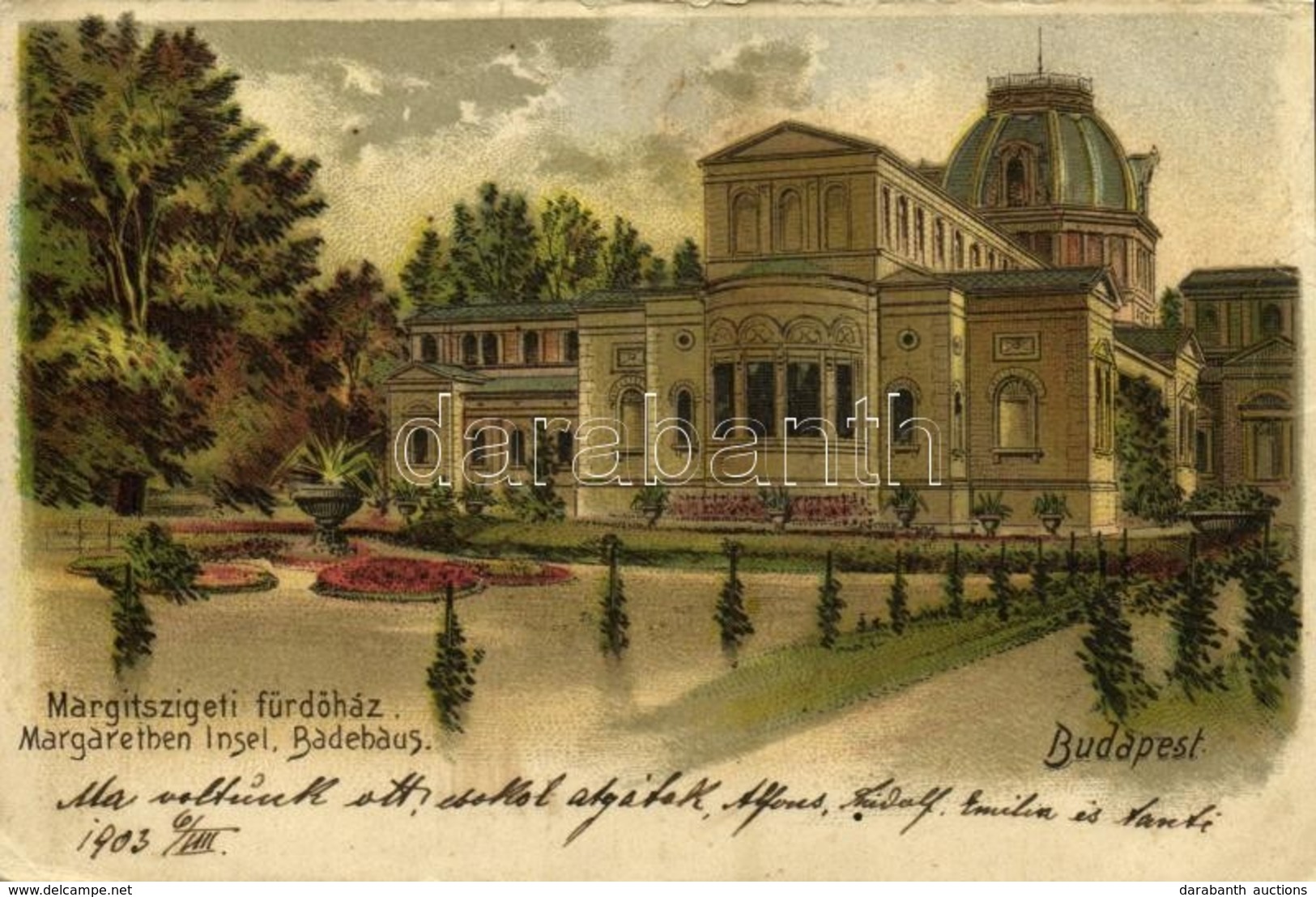 * T2/T3 1903 Budapest XIII. Margitszigeti Fürdőház. Litho (EK) - Unclassified