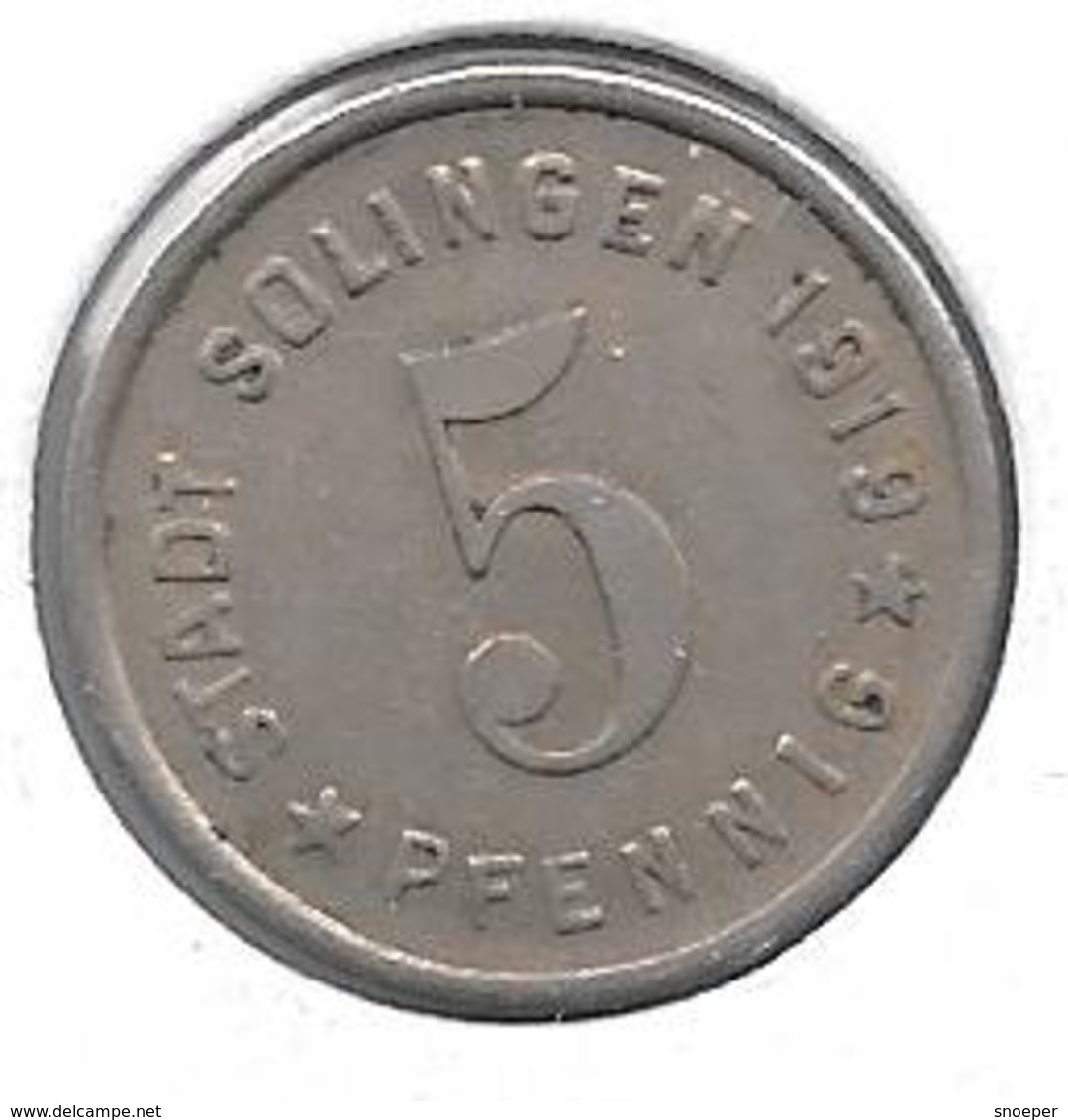*notgeld  Solingen  5 Pfennig 1919 Fe  508.3a - Altri & Non Classificati