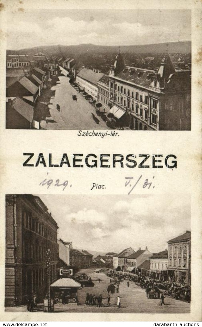 T2/T3 1929 Zalaegerszeg, Széchenyi Tér, Piac, Reisinger üzlete (fl) - Unclassified