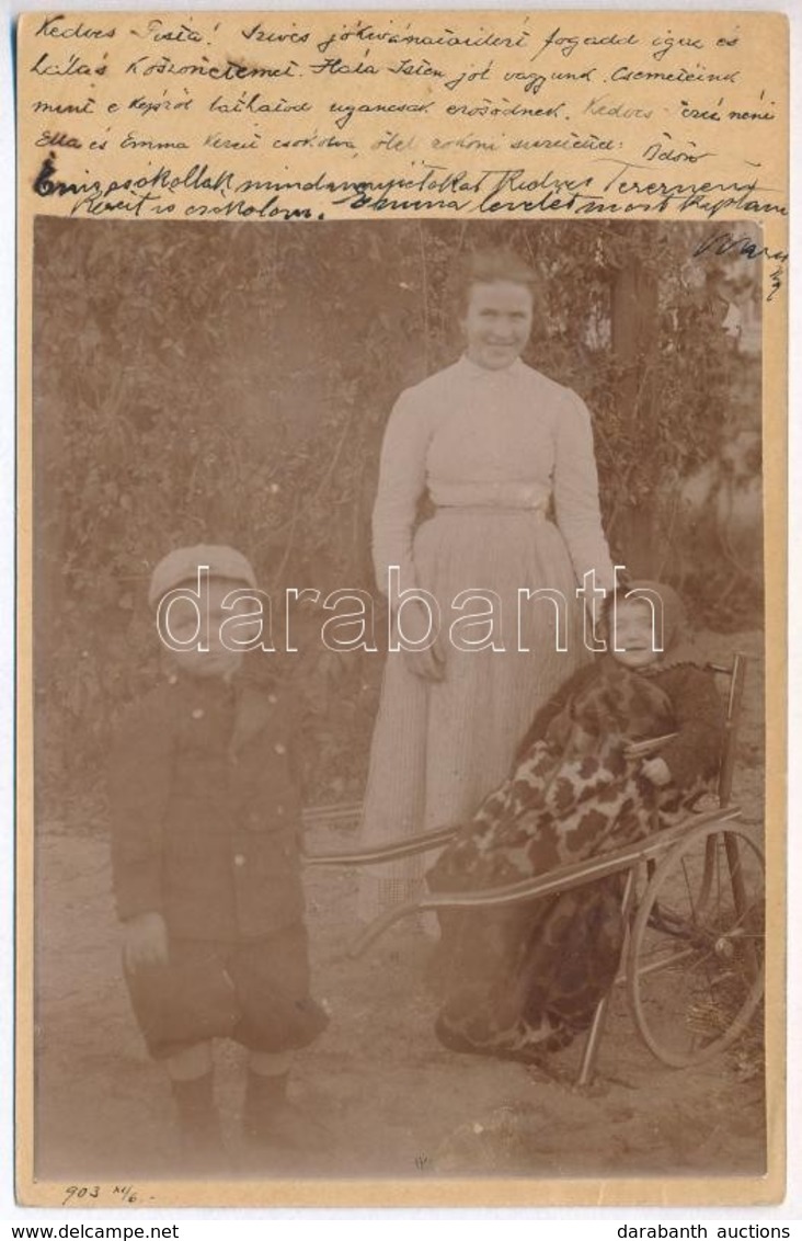 T2/T3 1903 Élesd, Alesd; Családi Fotó Korabeli Gyerekkocsival / Family With Baby Carriage, Photo (EB) - Ohne Zuordnung