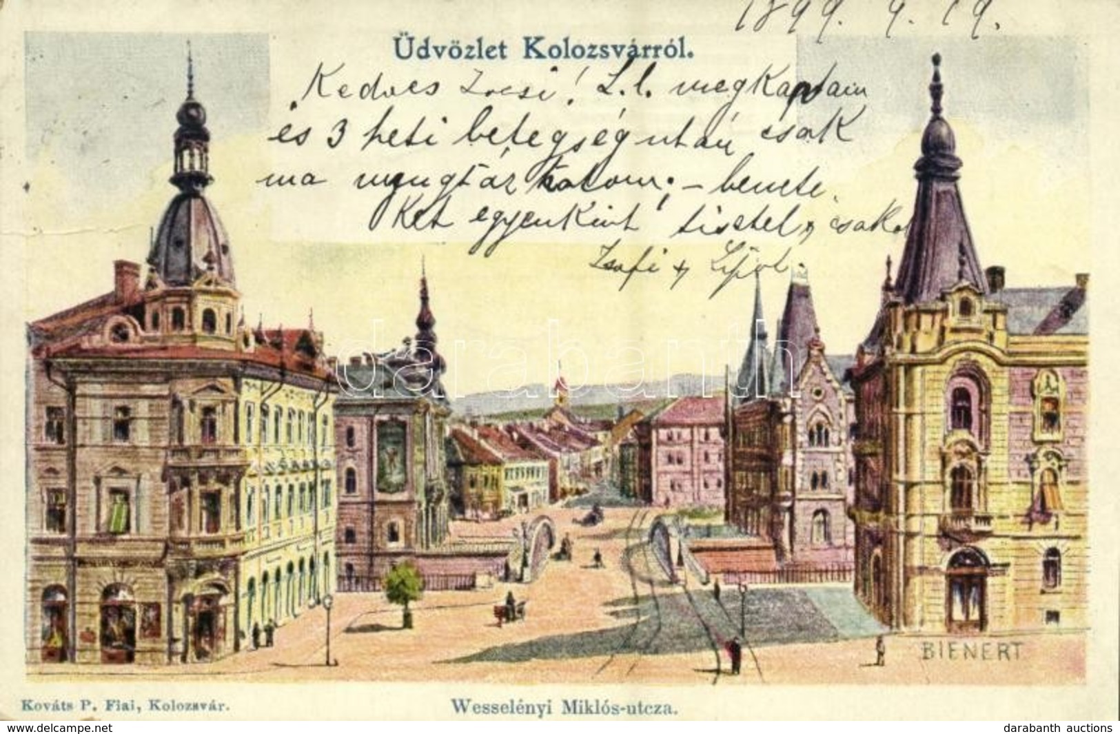 T2 1899 Kolozsvár, Cluj; Wesselényi Miklós Utca. Kováts P. Fiai Kiadása / Street View S: Bienert - Ohne Zuordnung