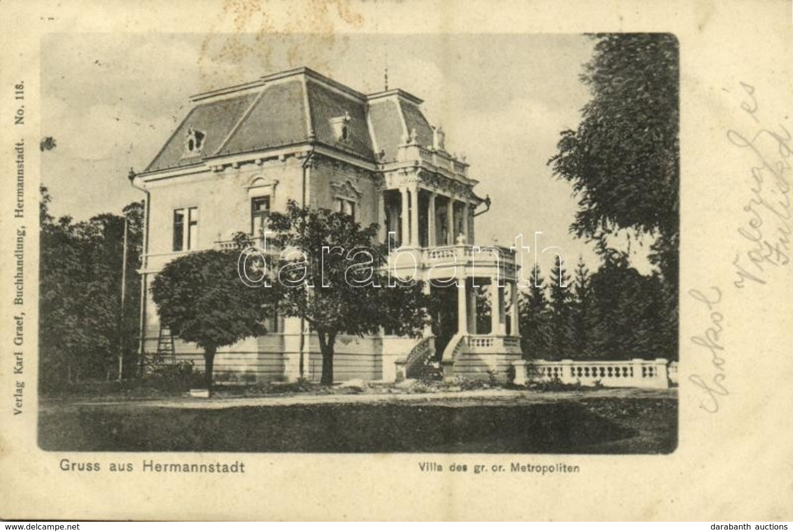 T2/T3 1906 Nagyszeben, Hermannstadt, Sibiu; Villa Des Gr. Or. Metropoliten / Az Ortodox Metropolita Villája. Kiadja Karl - Unclassified