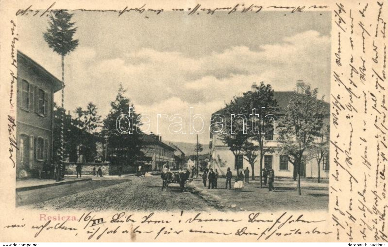 T2 1903 Resica, Resita; Fő út, ökrös Szekér / Main Street With Ox Cart - Unclassified