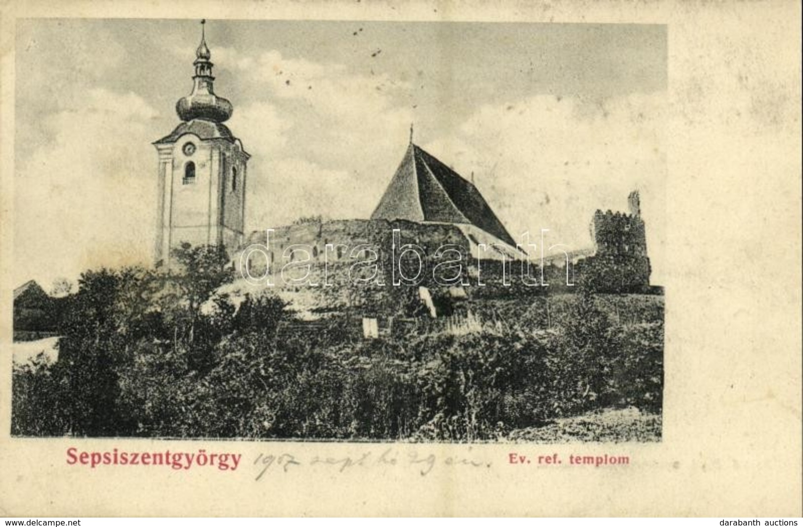 T2 1907 Sepsiszentgyörgy, Sfantu Gheorghe; Református Templom, Várfal. Benkő M. Kiadása / Calvinist Church, Castle Wall - Unclassified