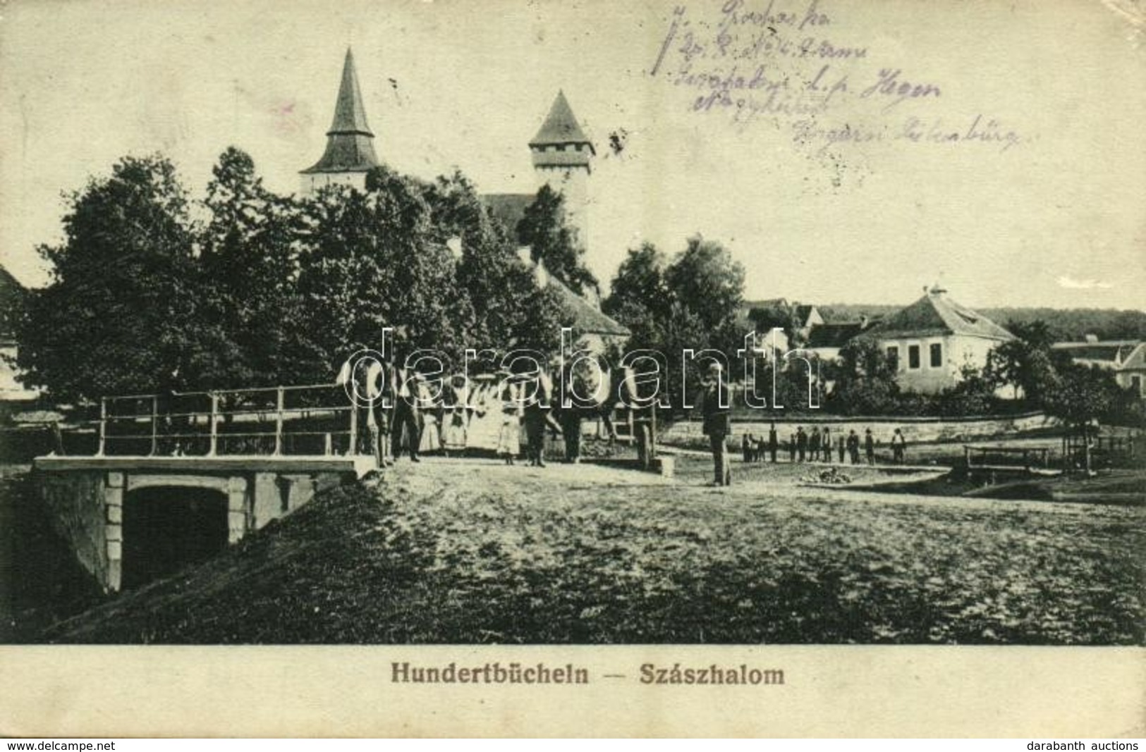 T2/T3 1917 Százhalom, Szászhalom, Hundertbücheln, Hondrubechi, Movile; Szász Evangélikus Erődtemplom, Híd / Lutheran For - Ohne Zuordnung