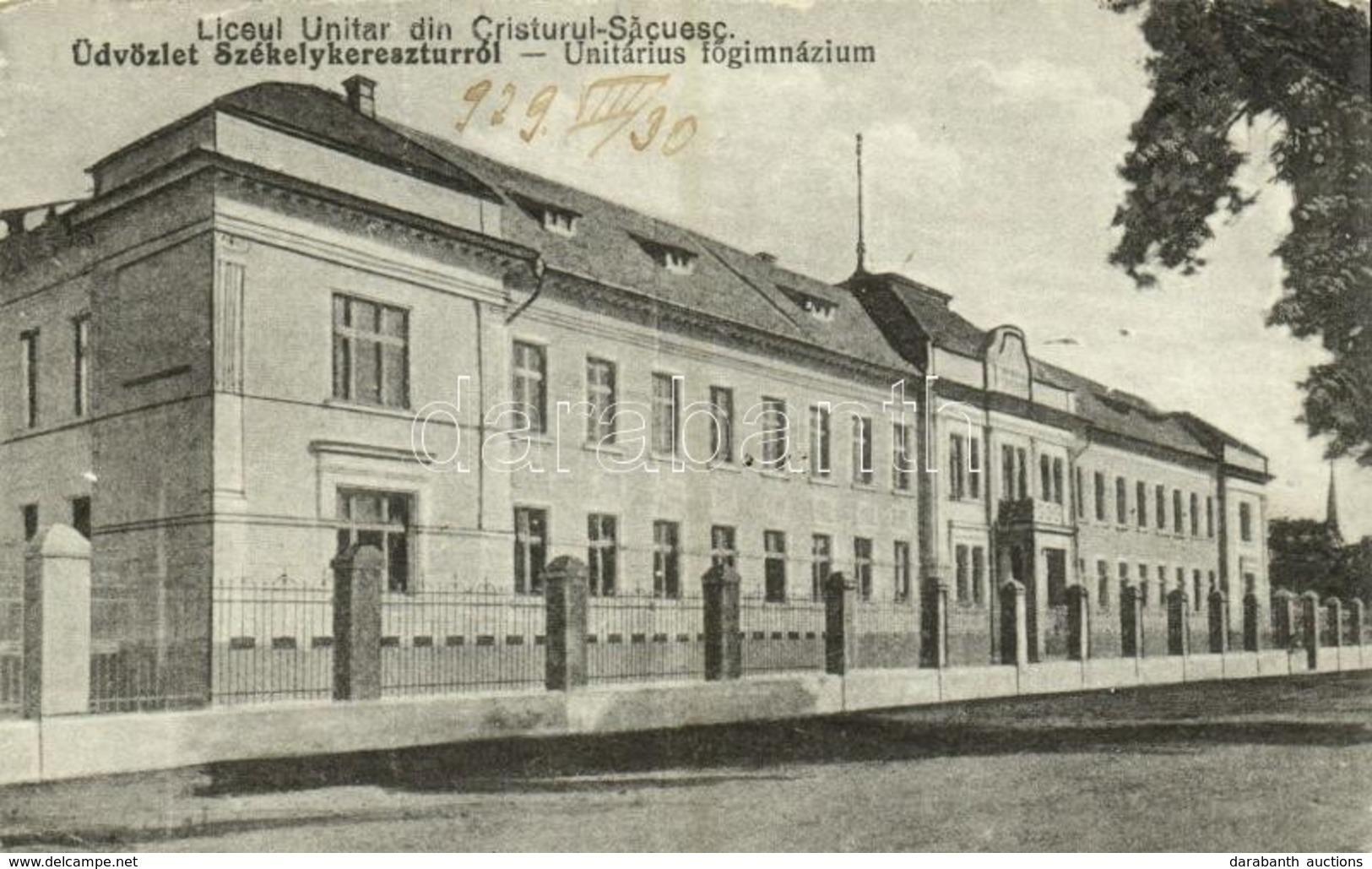 T2/T3 1929 Székelykeresztúr, Kristur, Cristuru Secuiesc; Liceul Unitar / Unitárius Főgimnázium. Kiadja Ifj. Szemerjay Ká - Unclassified