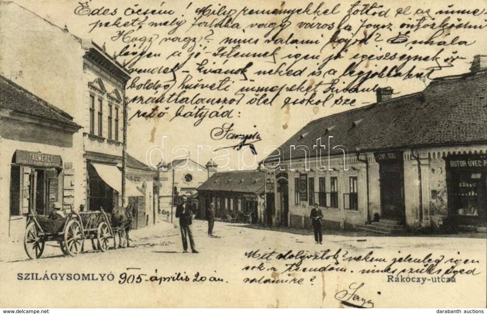 T2 1905 Szilágysomlyó, Simleu Silvaniei; Rákóczy Utca, Italmérés, Bútor-, üveg- és Porcelánbolt, Lőwy Benj. és Ruszka Ig - Unclassified