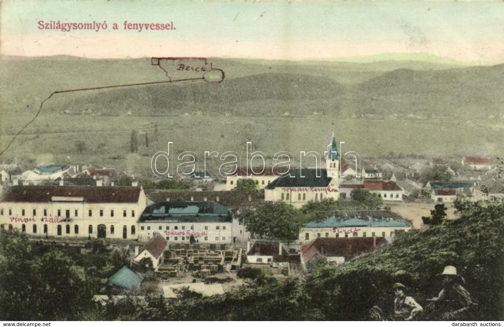 T3 1908 Szilágysomlyó, Simleu Silvaniei; Fenyves, Városi Szálloda, Városháza, Fürdő, Román Templom, építkezés. Veres Kár - Unclassified