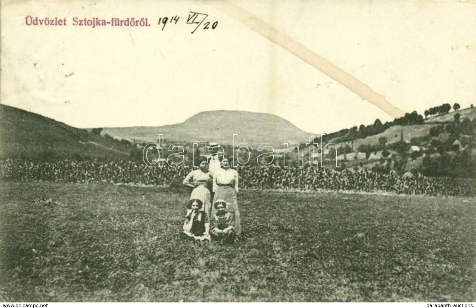 * T2/T3 1914 Sztojkafalva, Sztójka, Stoiceni; Üdvözlet Sztojka-fürdőről / Spa, General View (fl) - Unclassified