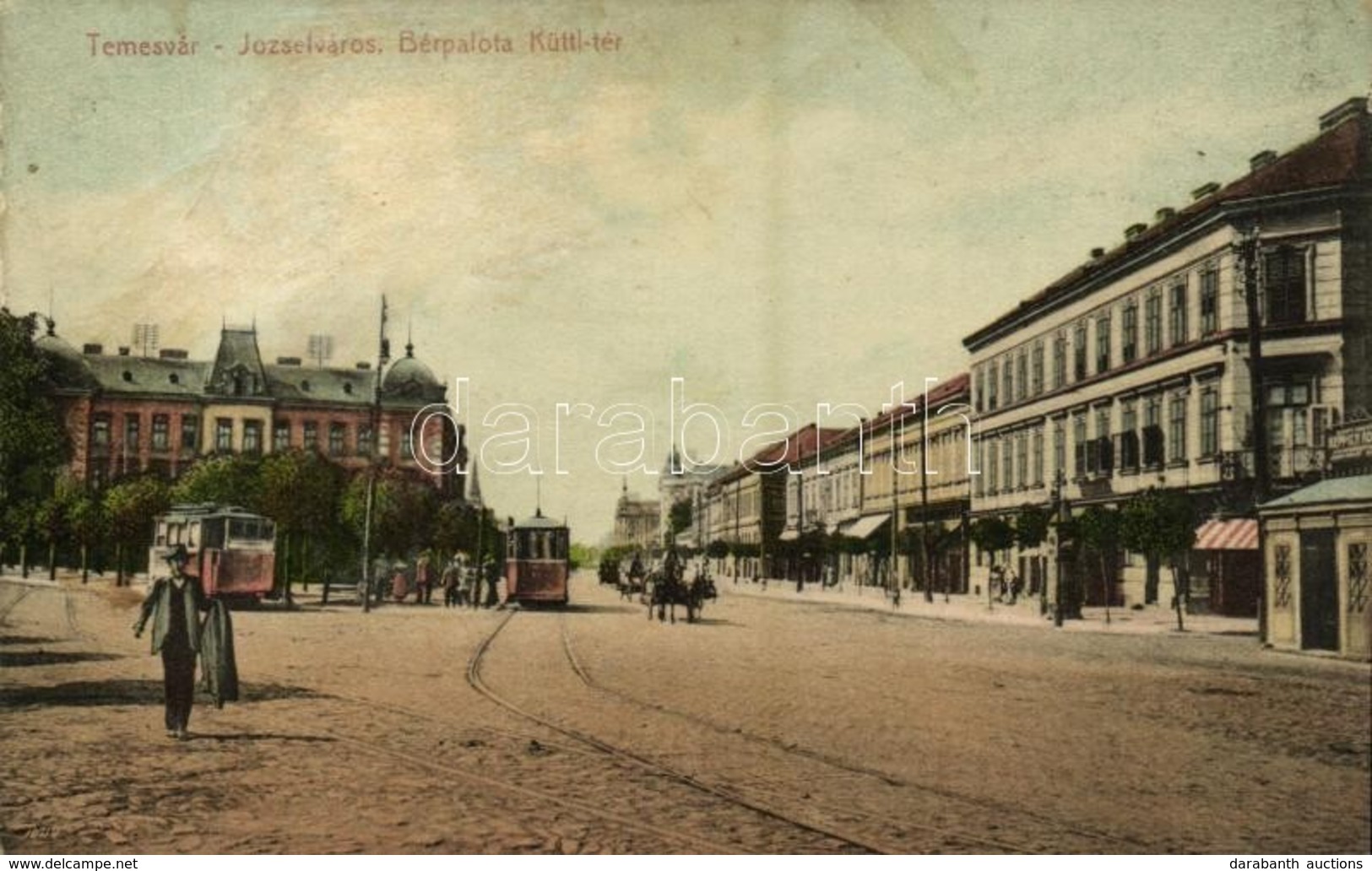 T3 Temesvár, Timisoara; Józsefváros, Bérpalota, Küttl Tér, Villamos, Keppich üzlete / Iosefin, Tenement Palace, Square W - Unclassified