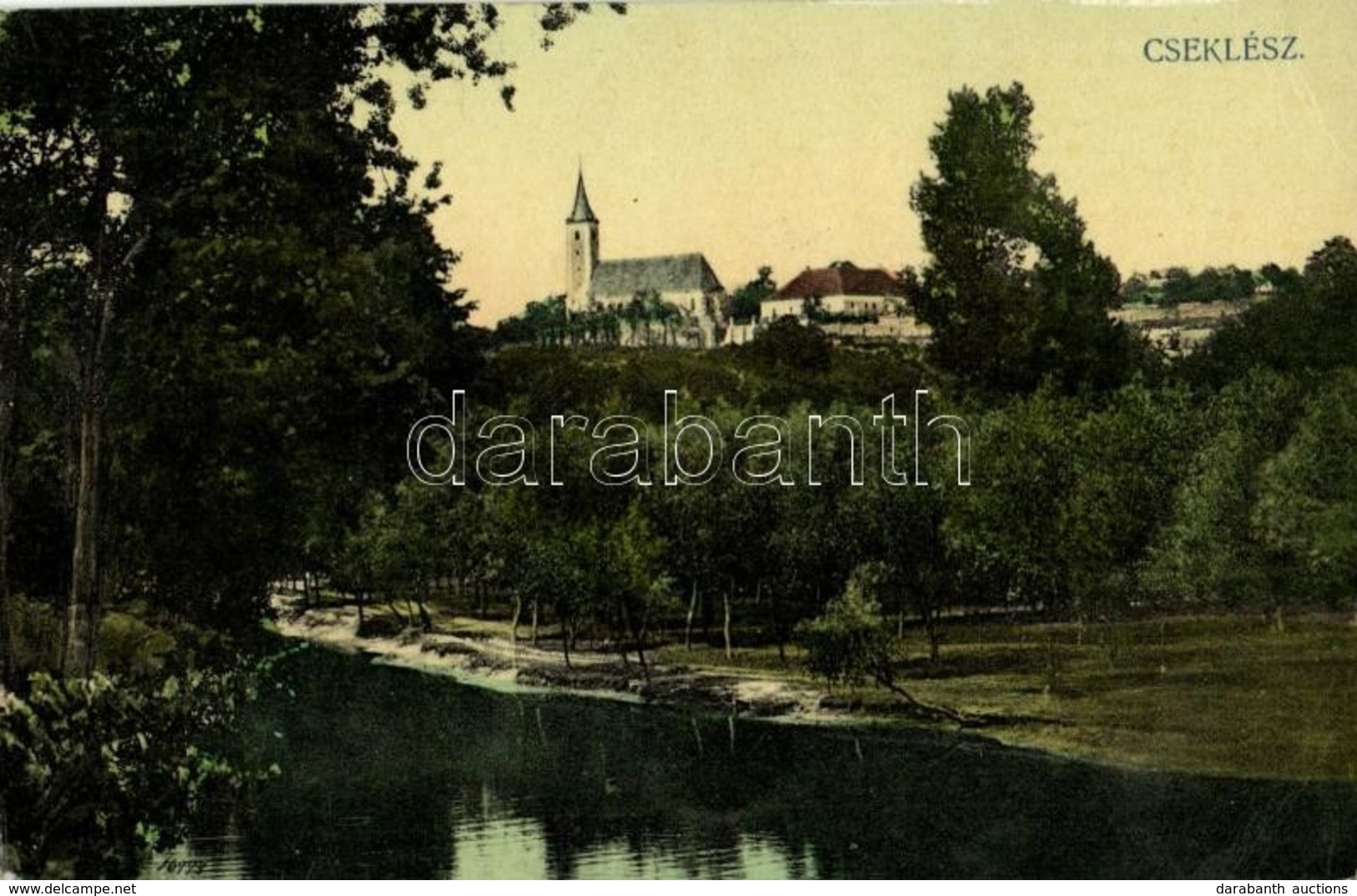 T2/T3 1911 Cseklész, Ceklís, Bernolákovo; Látkép, Templom, Folyópart / General View With Church And Riverbank - Other & Unclassified