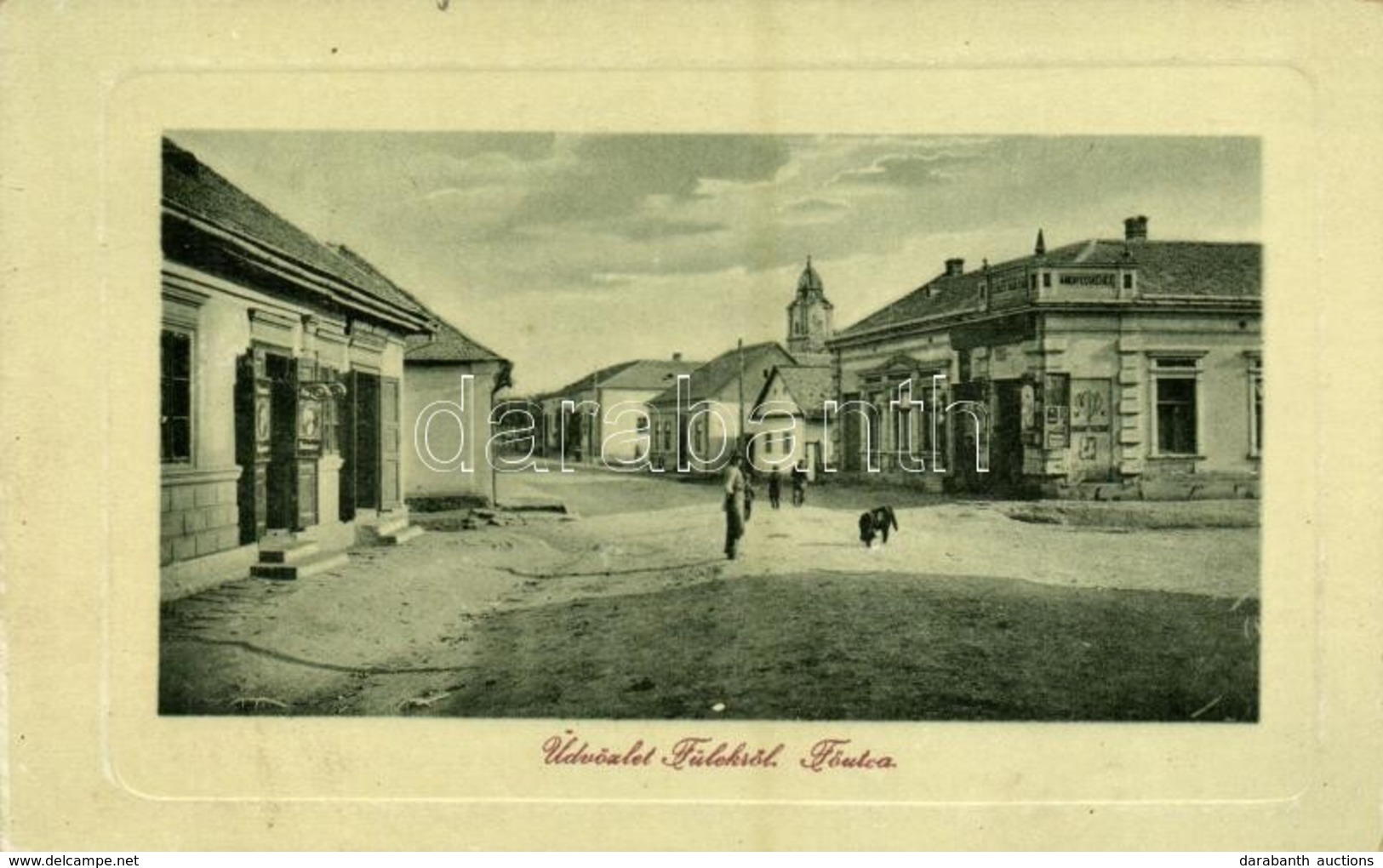 * T2 Fülek, Filakovo; Fő Utca, Lisztraktár A Menyecskéhez, Kálmán üzlete, Dohánytőzsde. W. L. Bp. 5966. / Main Street, F - Sonstige & Ohne Zuordnung