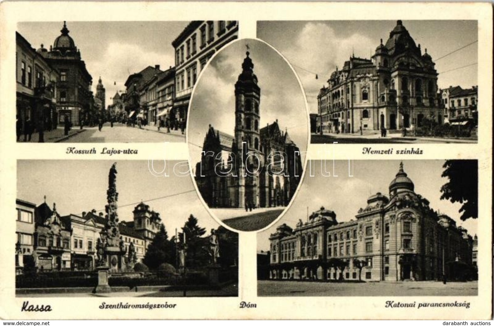 * T2 Kassa, Kosice; Kossuth Lajos Utca, Nemzeti Színház, Katonai Parancsnokság, Szentháromság Szobor / Street, Theatre,  - Other & Unclassified