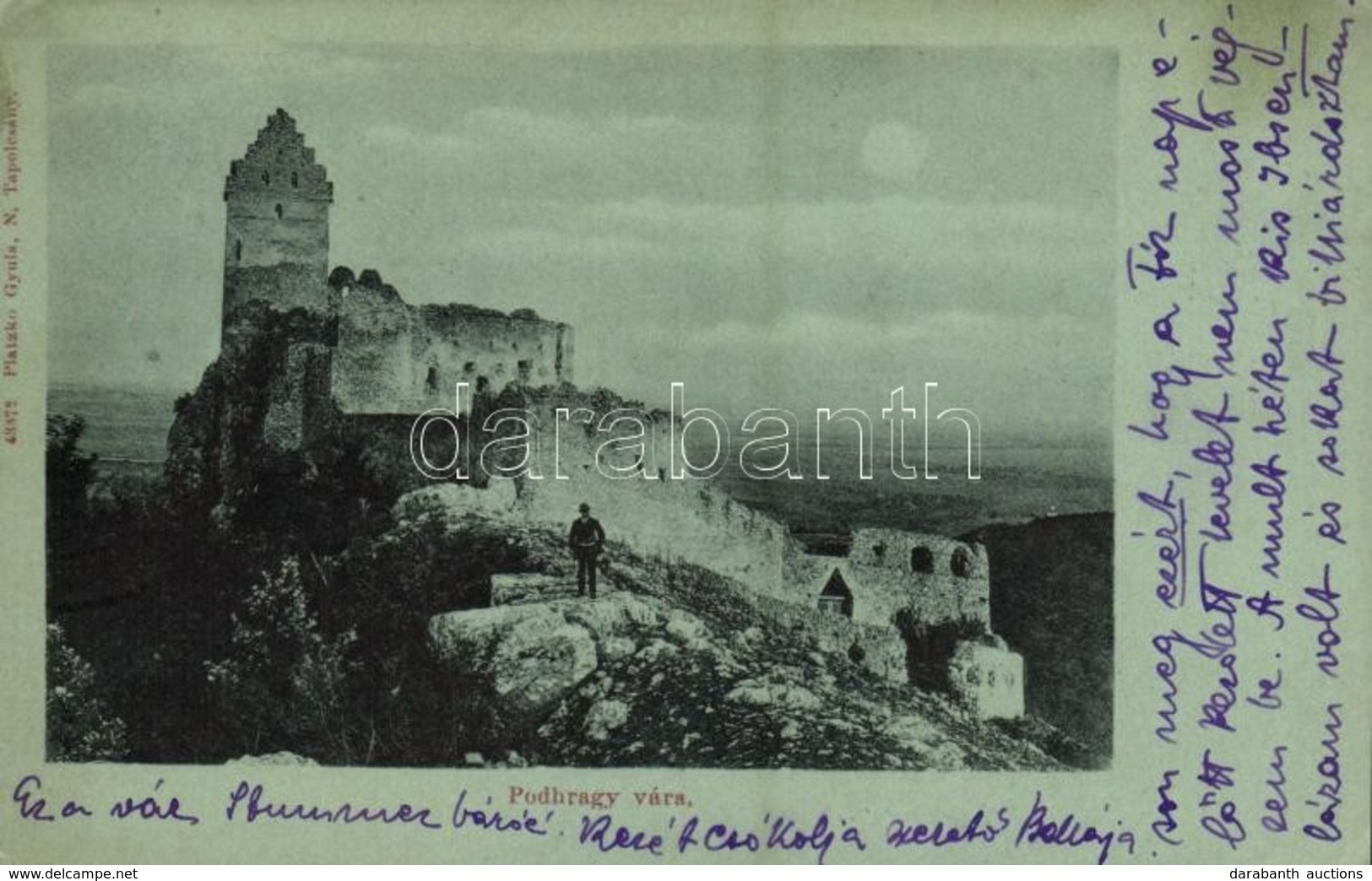 T2/T3 1906 Kővárhely, Podhrágy, Podhradie; Nagytapolcsány Vára. Platzko Gyula Kiadása / Schloss / Castle / Topolciansky  - Other & Unclassified