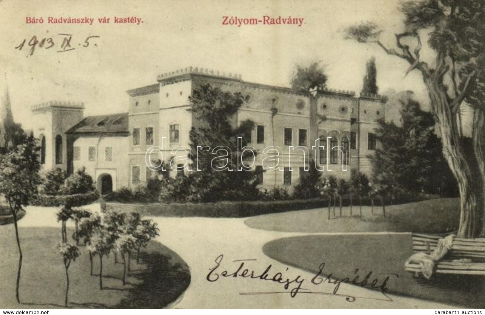 T2 Radvány, Zólyomradvány, Radvan (Besztercebánya, Banská Bystrica); Báró Radványszky Vár Kastély. Machold F. Kiadása /  - Sonstige & Ohne Zuordnung