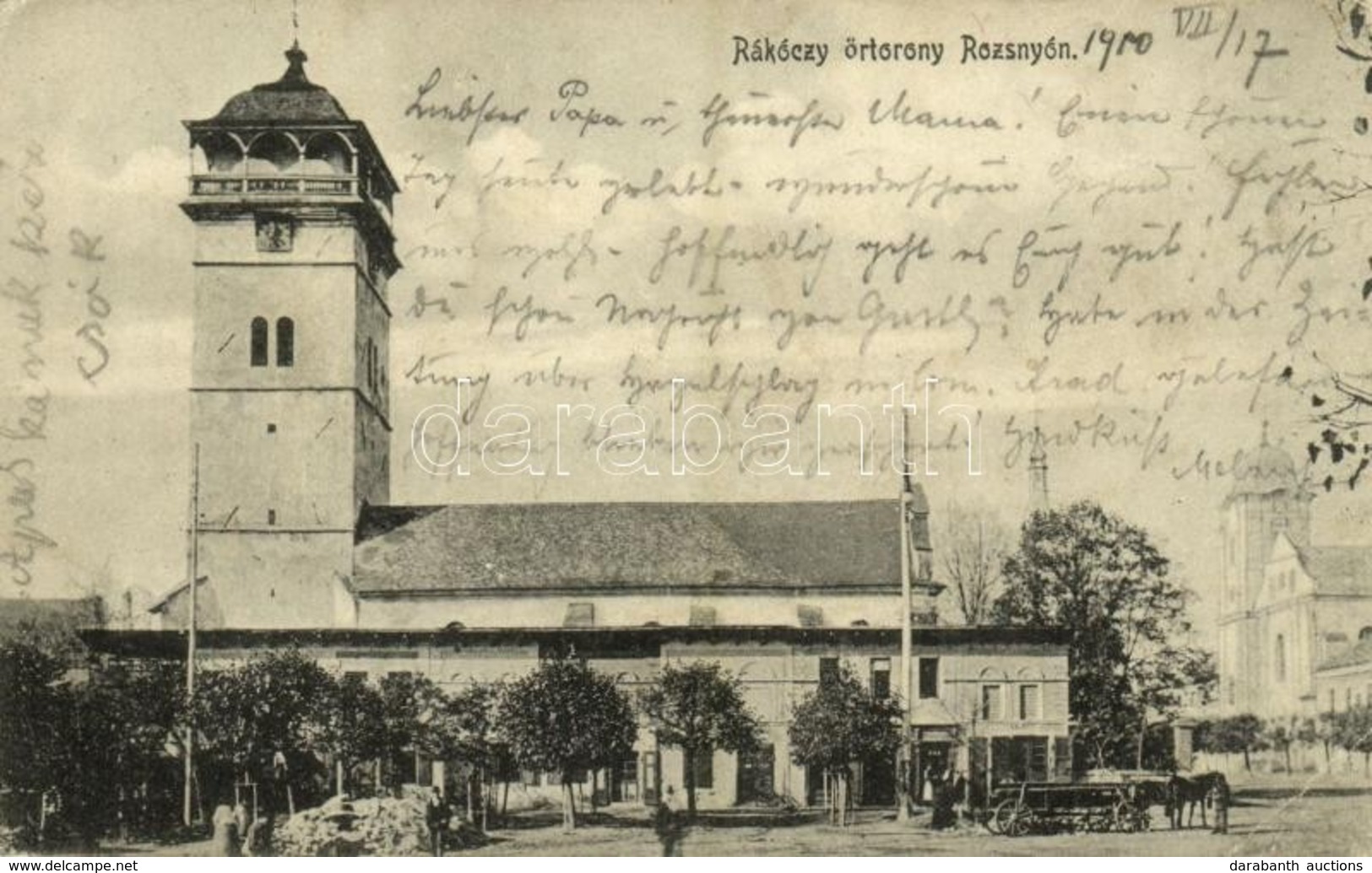 T2/T3 1910 Rozsnyó, Roznava; Rákóczi őrtorony, Vajner József üzlete. Kiadja Falvi Jenő / Watchtower, Shop (EK) - Other & Unclassified