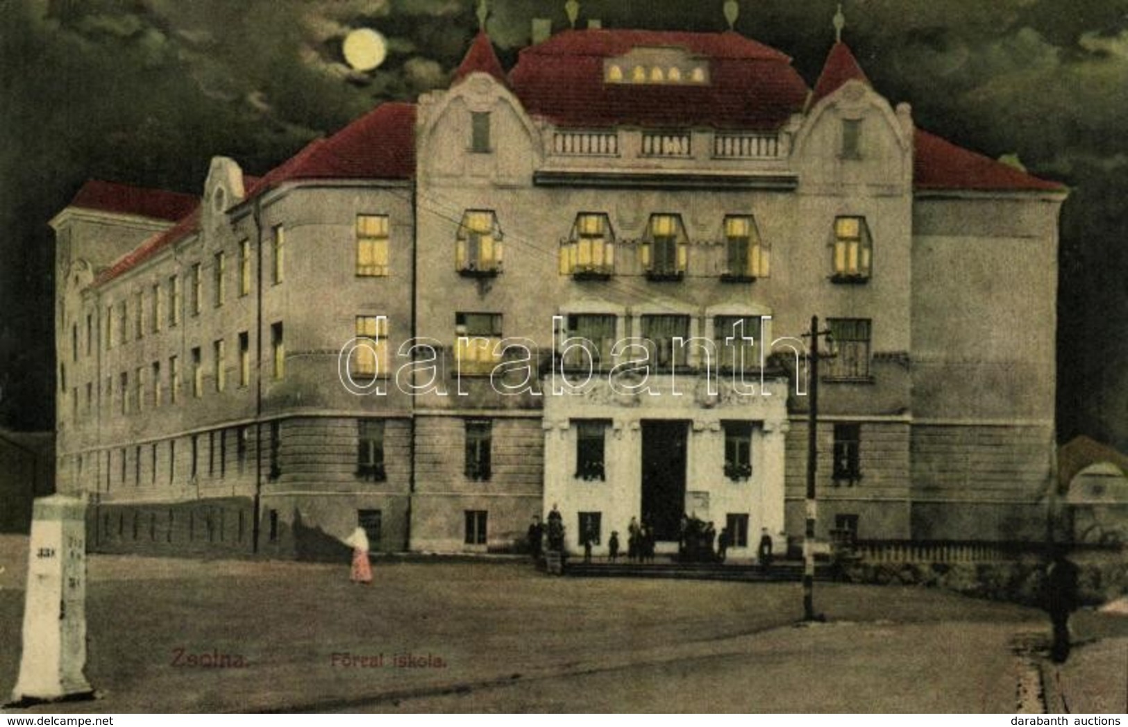 T2 1915 Zsolna, Sillein, Zilina; Főreáliskola Este / School At Night - Other & Unclassified