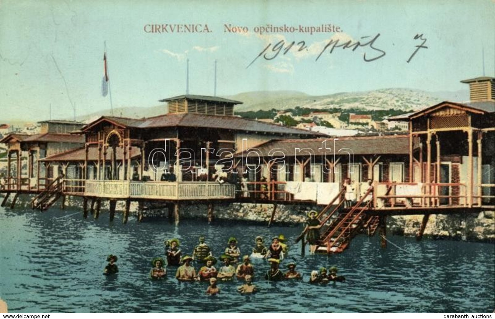 * T2/T3 1912 Crikvenica, Cirkvenica; Novo Opcinski Kupaliste / New Beach (EK) - Sonstige & Ohne Zuordnung