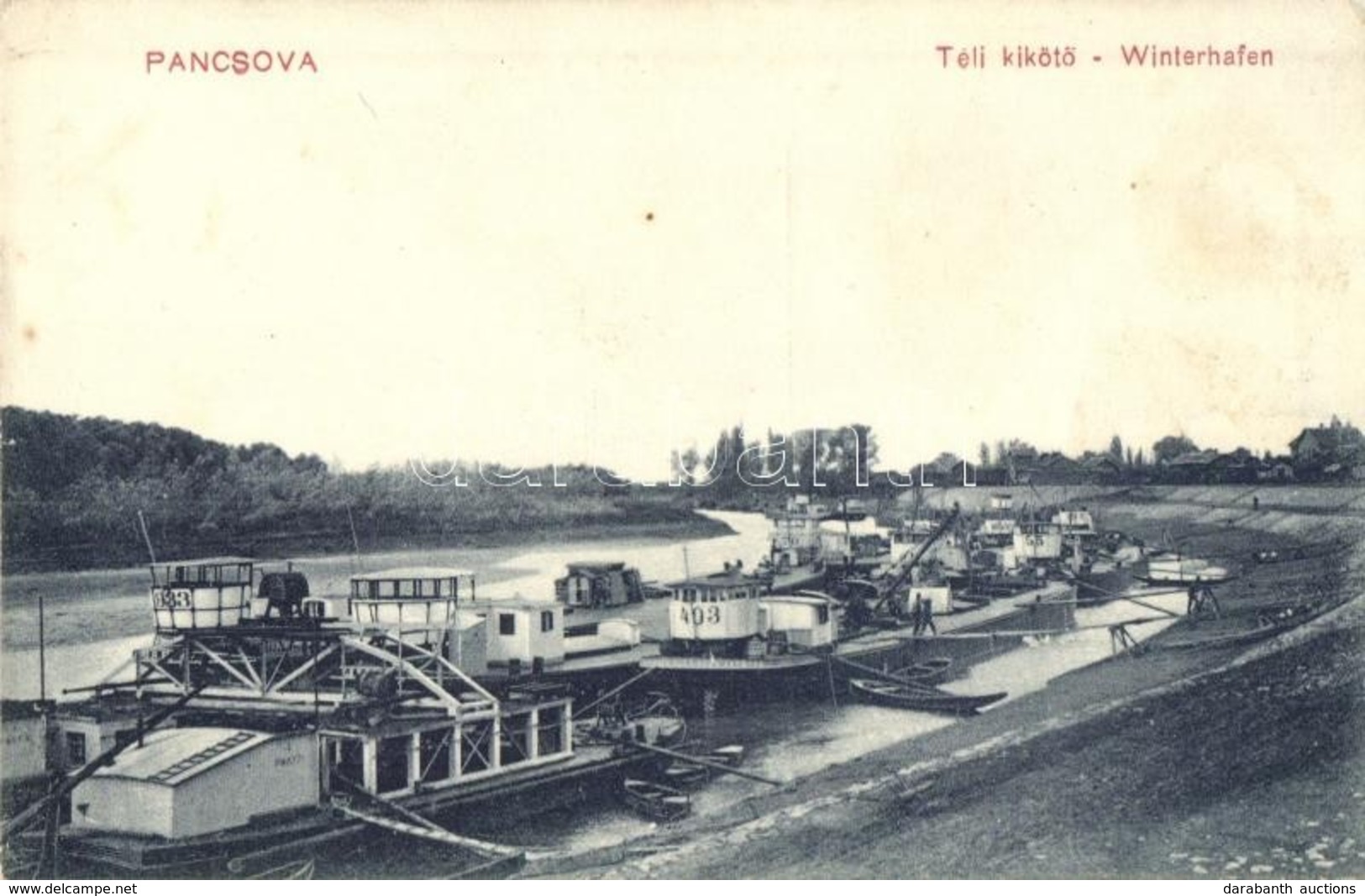 ** T2/T3 Pancsova, Pancevo; Téli Hajókikötő, Krausz Adolf Kiadása / Winterhafen / Winter Harbor, Ships (EK) - Unclassified