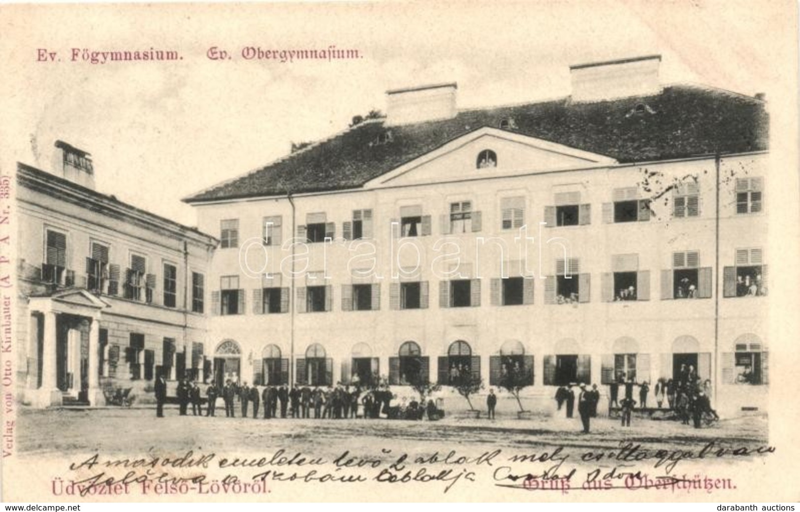 T2 Felsőlövő, Oberschützen; Evangélikus Főgimnázium, Kiadja Kirnbauer Ottó / Evangelical School - Ohne Zuordnung