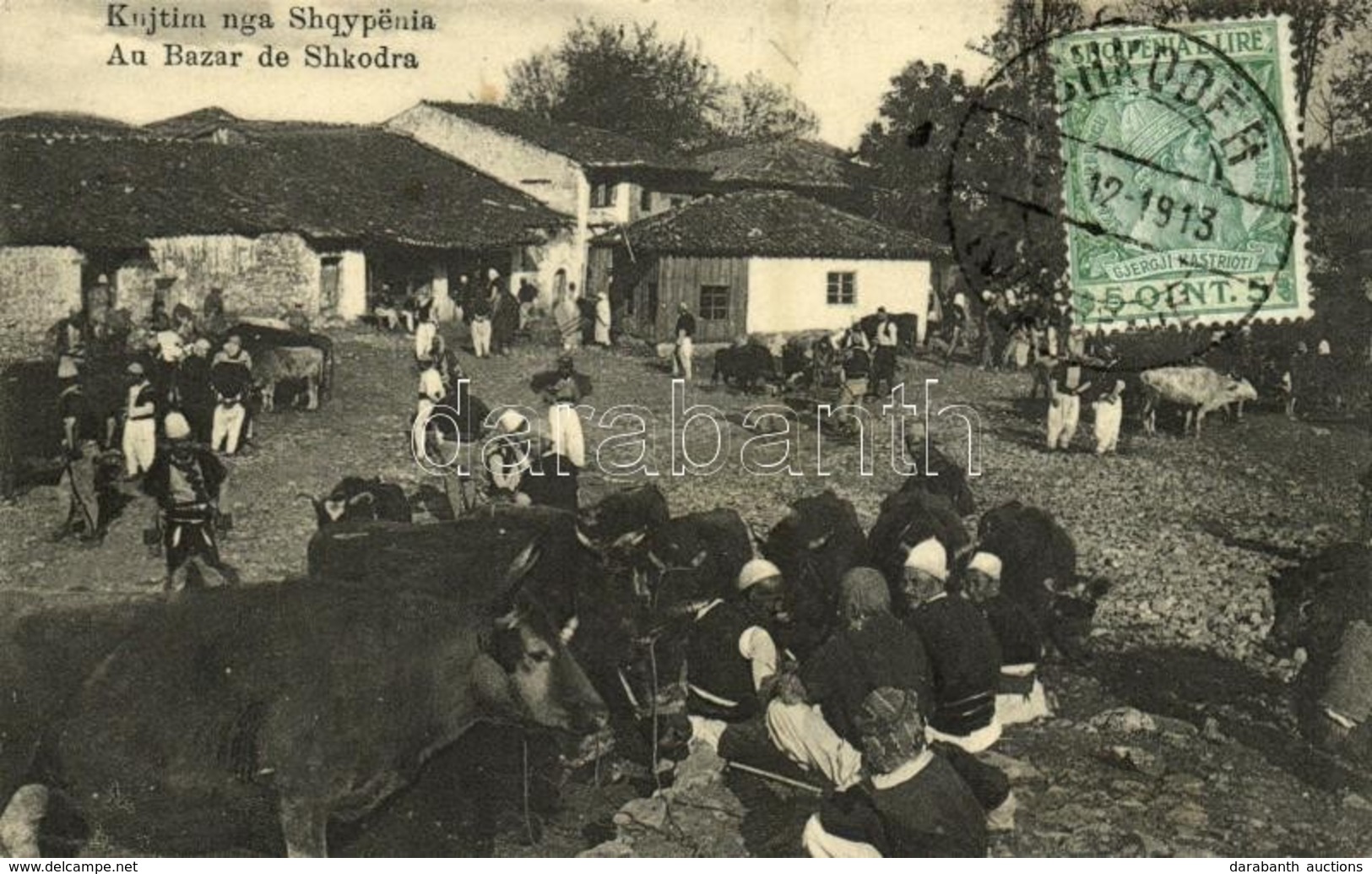 * T1/T2 1913 Shkoder, Shkodra, Skutari; Au Bazar / At The Bazaar, Oxen, Folklore - Other & Unclassified