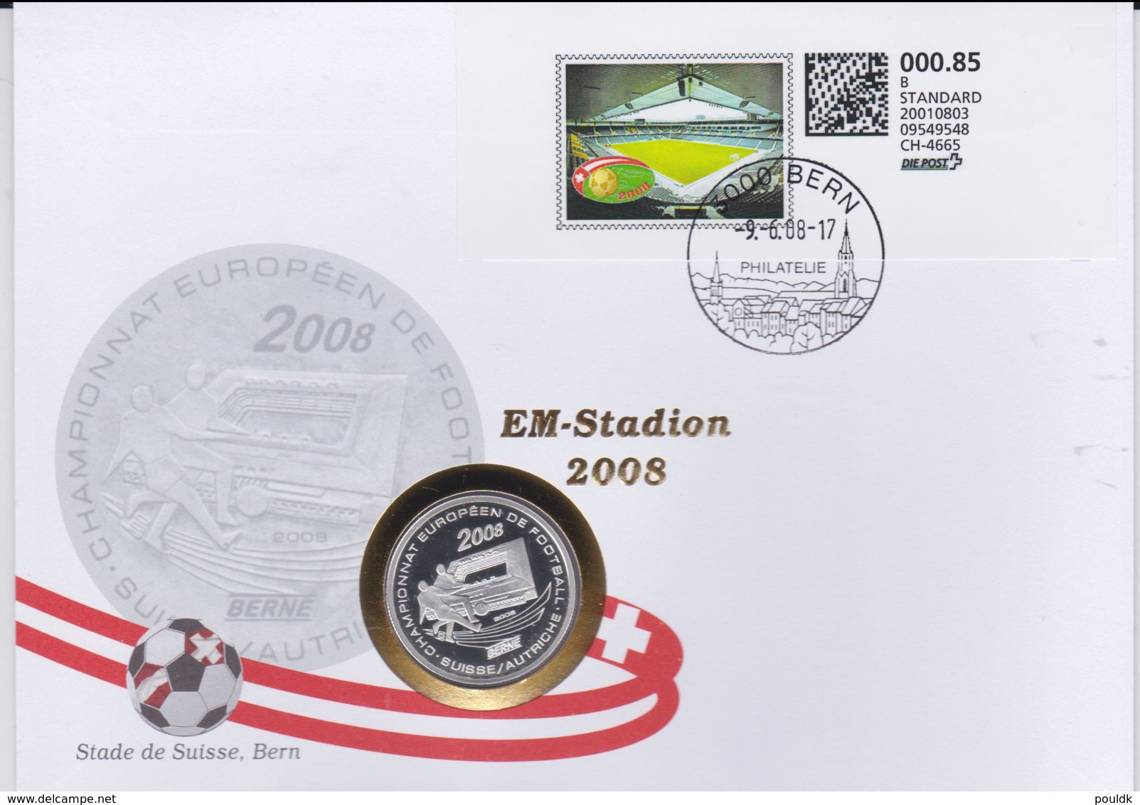 Switzerland Coin Cover 2008 UEFA European Championship In Football - Ivory Coast 500 Fra UEFA Coin + - Europei Di Calcio (UEFA)