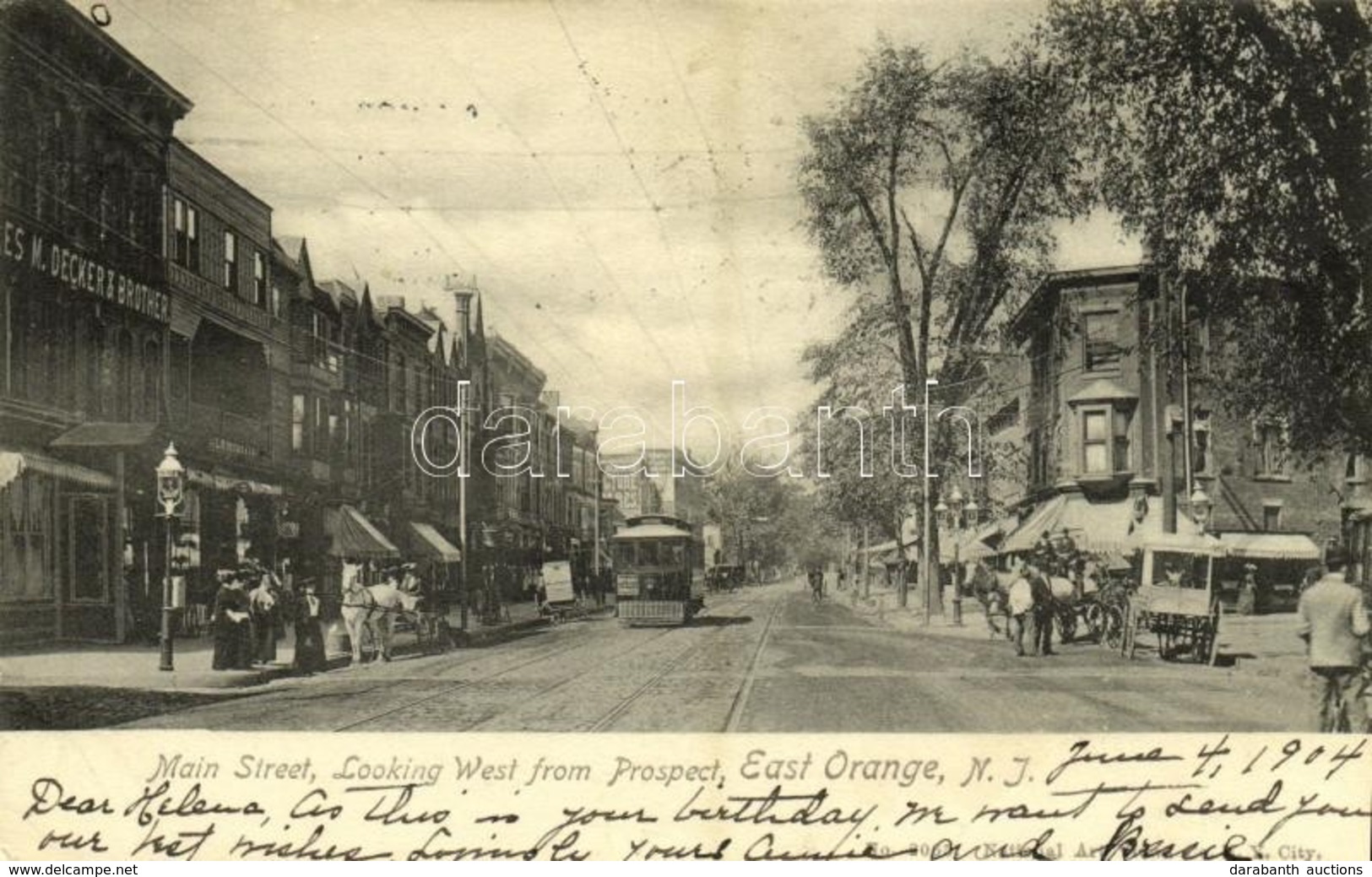 * T2 1904 East Orange (New Jersey), Main Street, Looking West From Prospect, M. Decker & Brother, Tram - Sonstige & Ohne Zuordnung