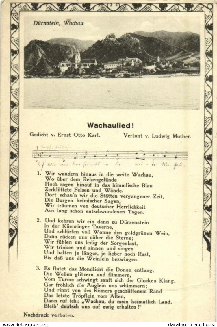 ** T3 Dürnstein, Wachau, Wachaulied. Gedicht V. Ernst Otto Karl. Vertont V. Ludwig Muther (fa) - Sonstige & Ohne Zuordnung