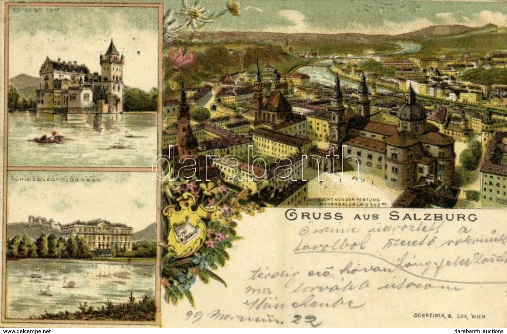T2/T3 1899 Salzburg, Aussicht Von Der Festung Hohensalzburg, Dom, Schloss Anif, Schloss Leopoldskron / Castles, Cathedra - Sonstige & Ohne Zuordnung
