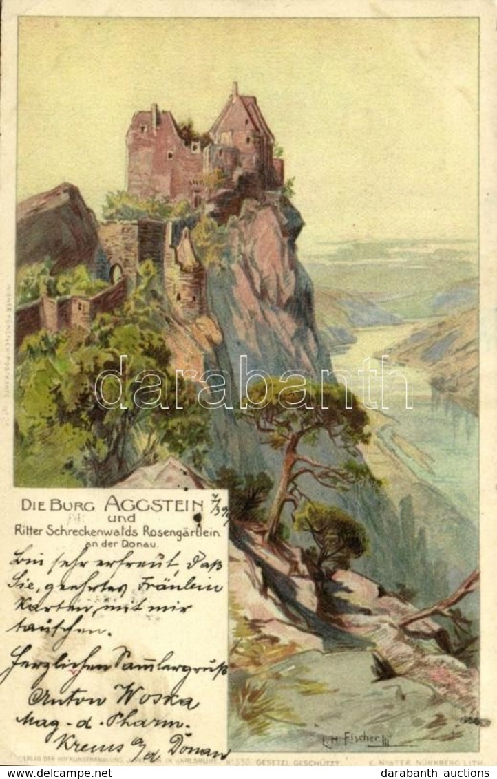 T2 1899 Schönbühel-Aggsbach, Die Burg Aggstein Und Ritter Schreckenwalds Rosengartlein And Der Donau, Verlag Der Hofkuns - Other & Unclassified