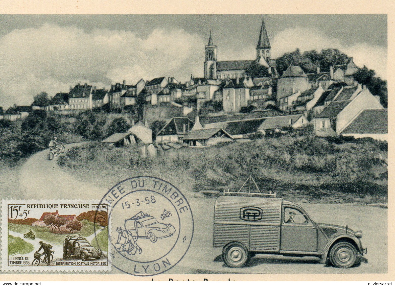 1958 Journée Du Timbre  Lyon   Deux Chevaux Citroen - 1950-1959