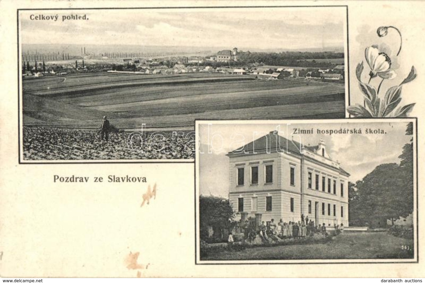 T4 Slavkov U Brna, Austerlitz; Zimní Hospodarska Skola / Winter Economic School, Art Nouveau (cut) - Ohne Zuordnung