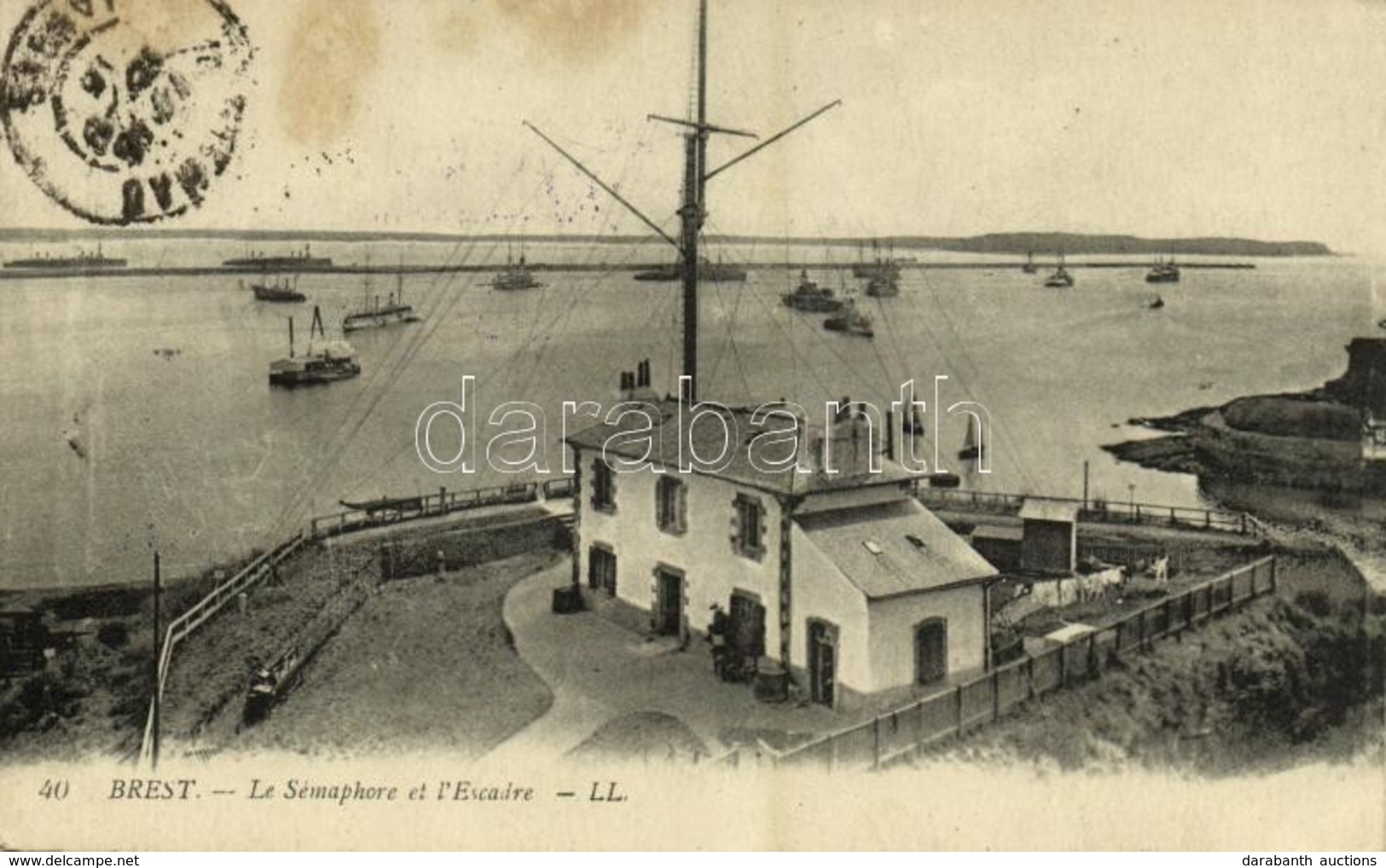 * T2/T3 1915 Brest, Le Sémaphore Et L'Escadre / Harbour, Semaphore (fl) - Other & Unclassified