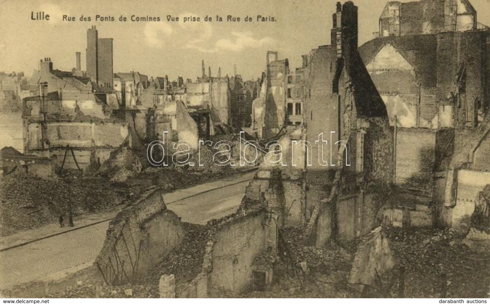 ** T1/T2 Lille, Rue Des Ponts De Comines, Vue Prise De La Rue De Paris / Street, Buildings Destroyed In WWI - Other & Unclassified