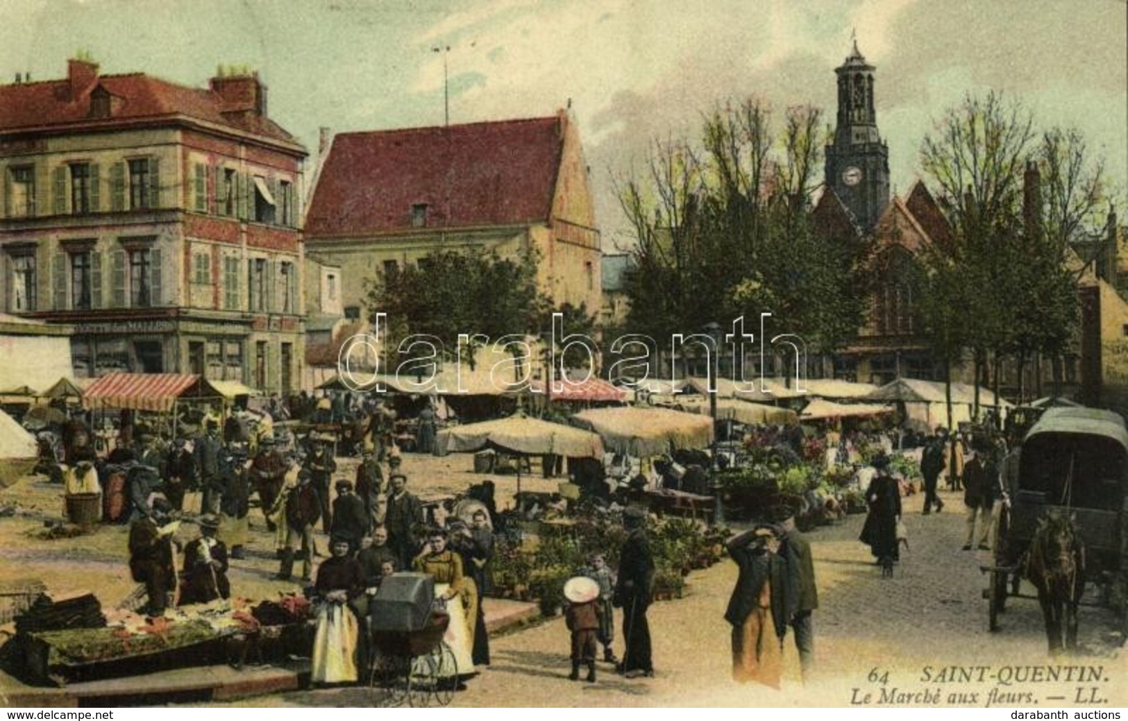 * T2 1914 Saint-Quentin, Le Marché Aux Fleurs, Buvette Des Halles / Flower Market, Bar - Other & Unclassified