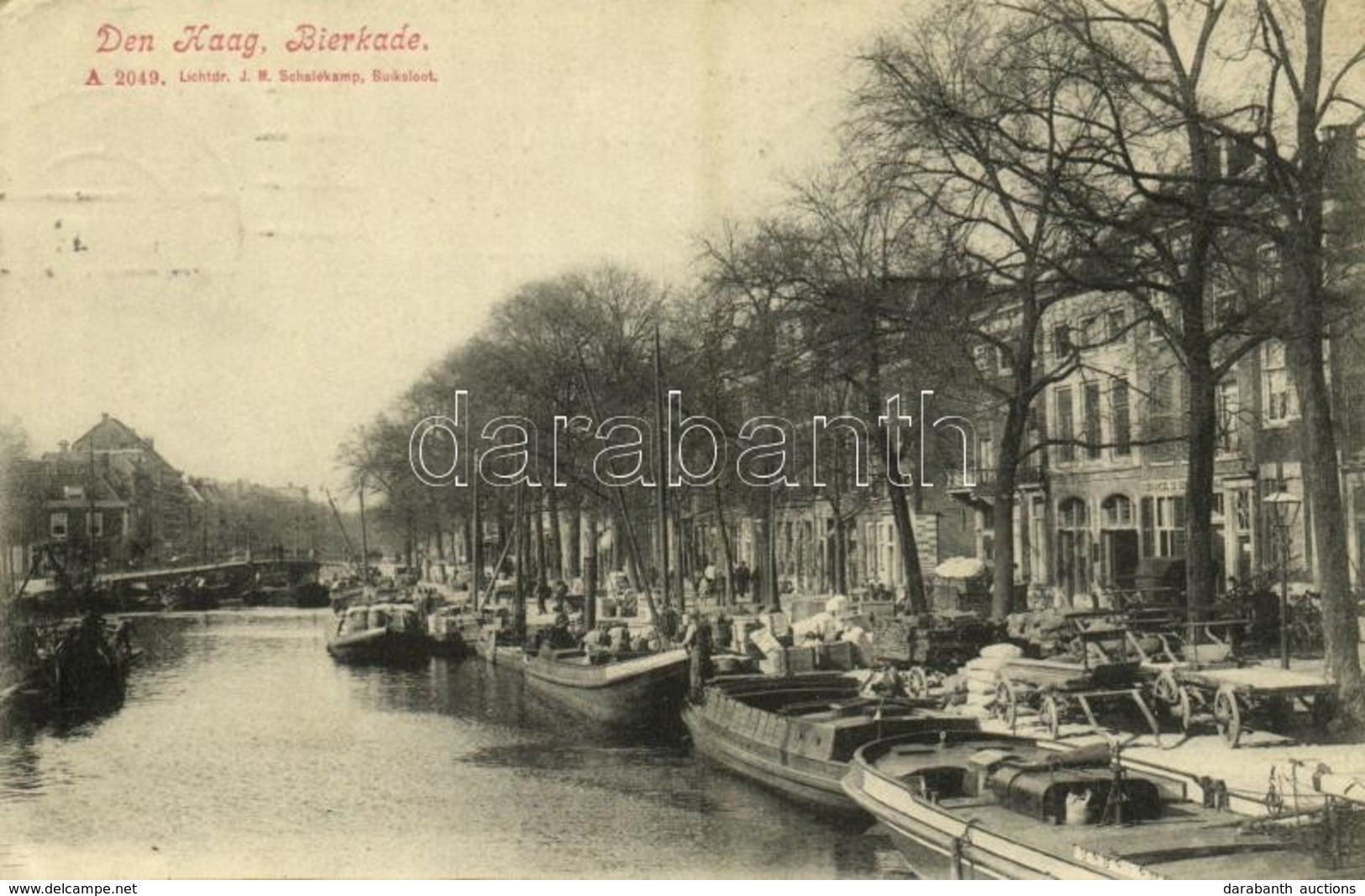 T2 1908 The Hague, Den Haag; Bierkade / Quay, Boats - Other & Unclassified