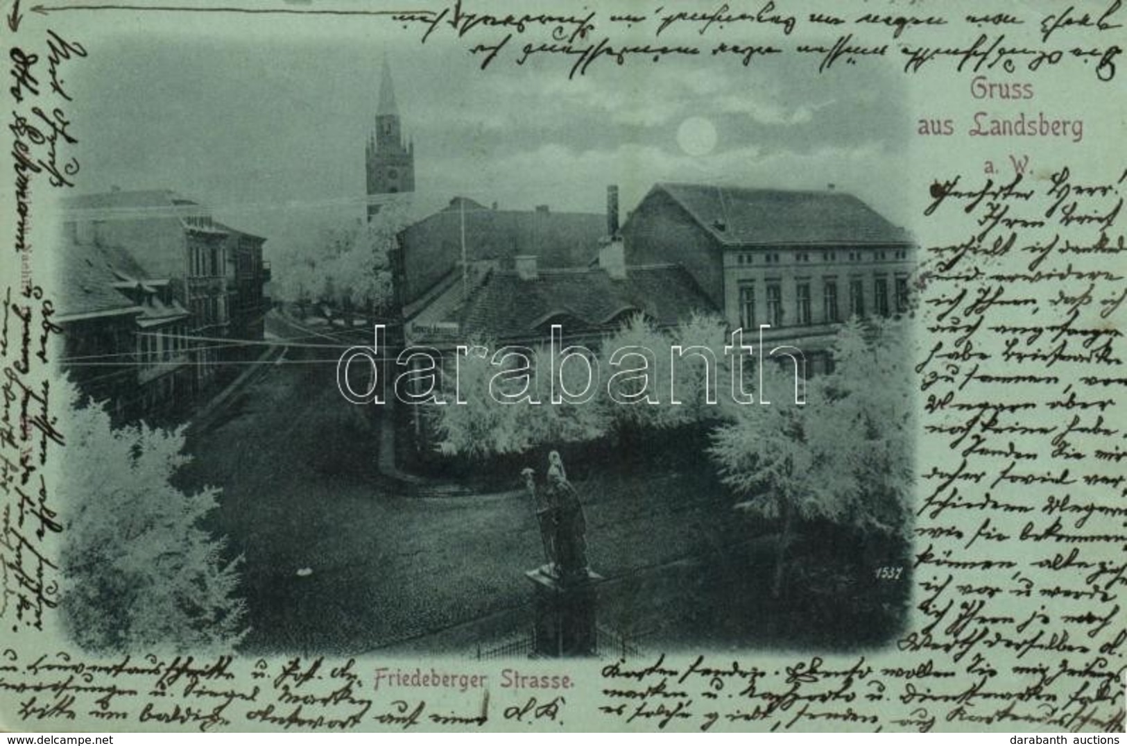 T2 1898 Gorzów Wielkopolski, Landsberg An Der Warthe; Friedeberger Strasse / Street View, Church. O. Schleich Nachf. No. - Other & Unclassified