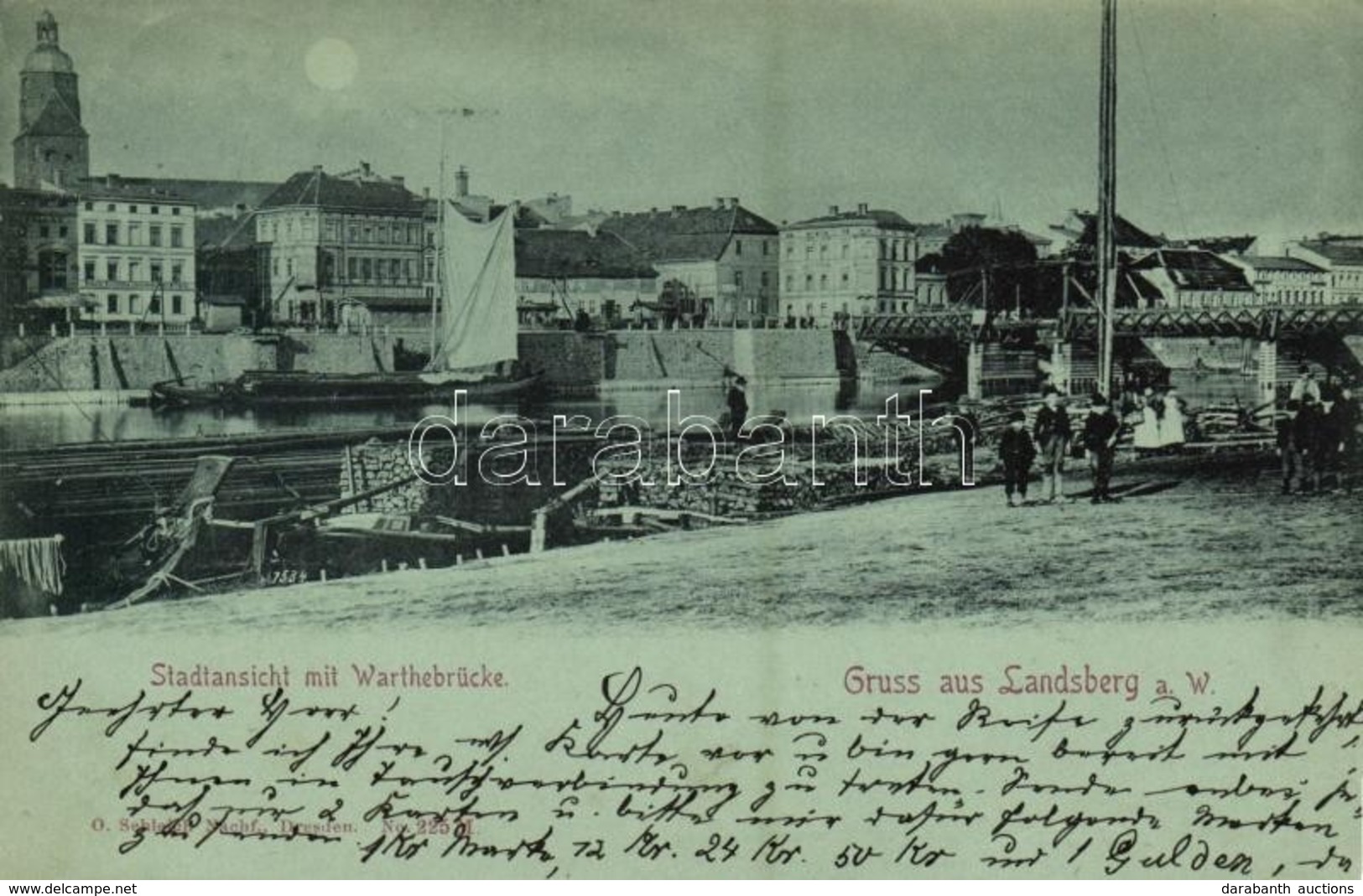 T2 1898 Gorzów Wielkopolski, Landsberg An Der Warthe; Stadtansicht Mit Warthebrücke / Street View, Quay, Warta River Bri - Sonstige & Ohne Zuordnung