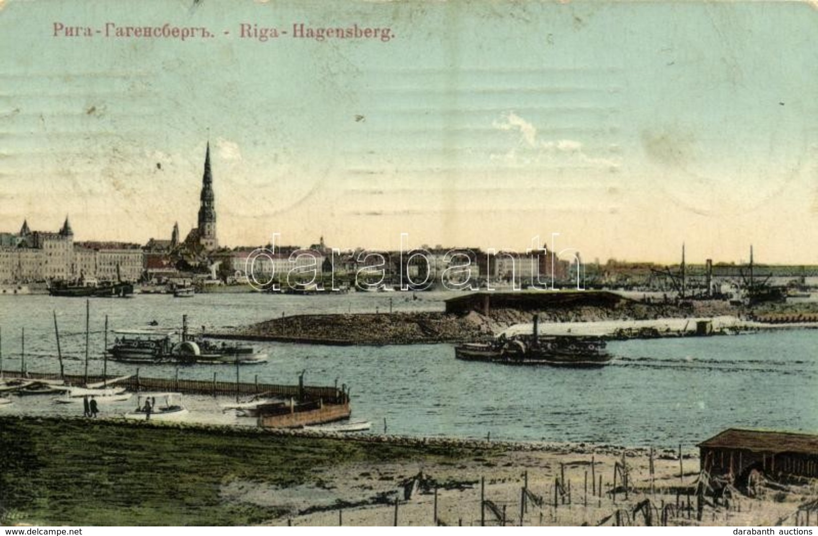 T2/T3 1910 Riga, Hagensberg / General View, Quay, Steamships (EK) - Sonstige & Ohne Zuordnung