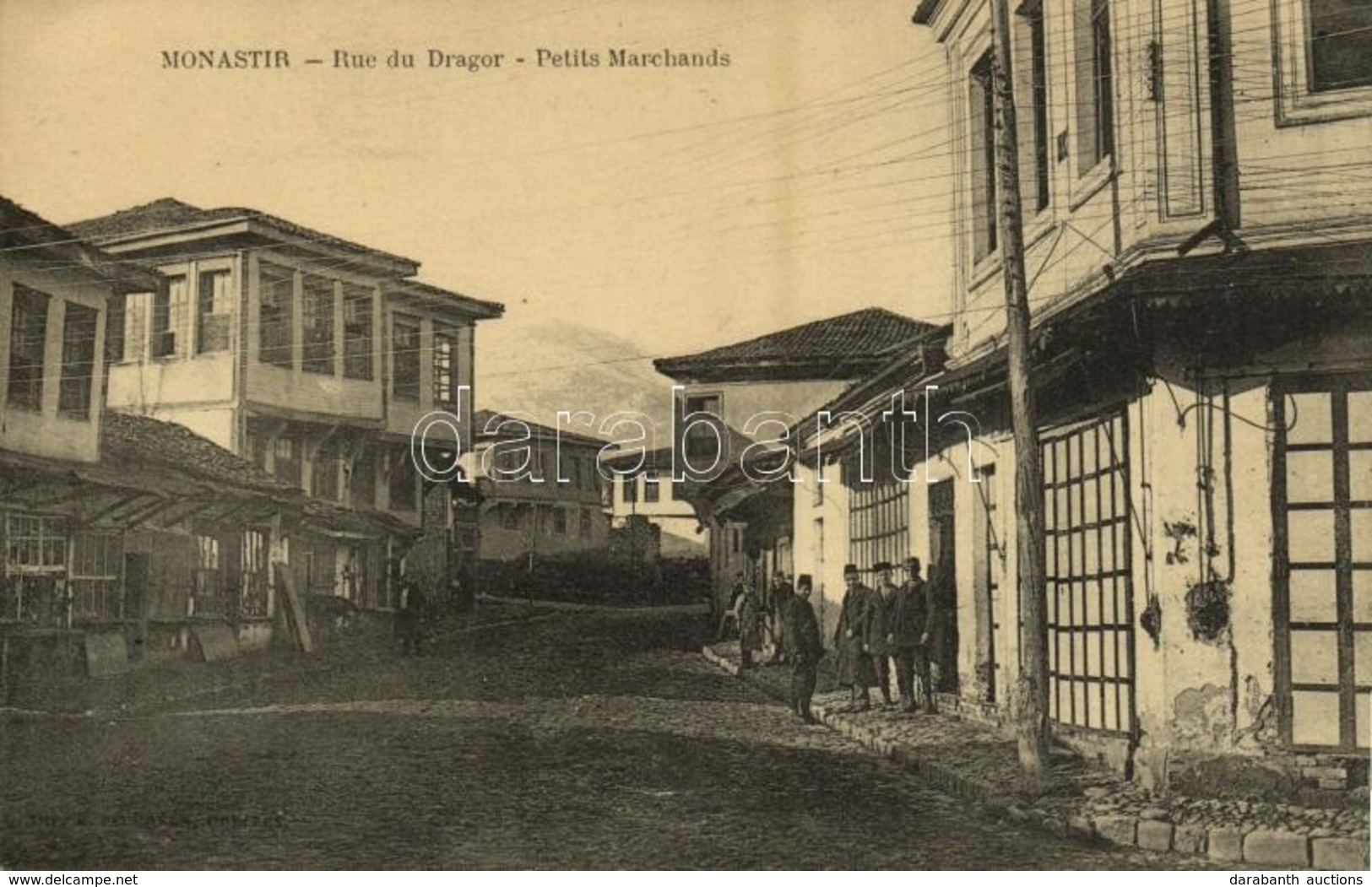 * T2 1918 Bitola, Monastir; Rue Du Dragor, Petits Marchands / Street, Merchants - Otros & Sin Clasificación