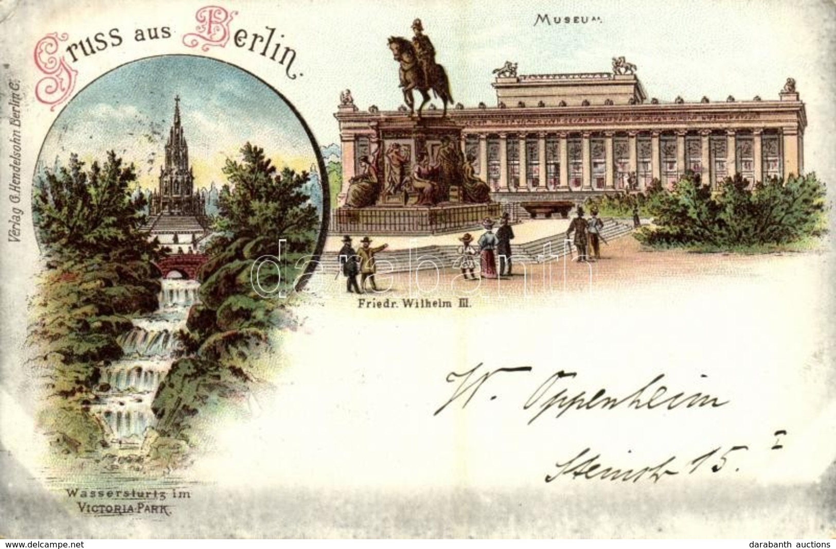 T2/T3 1898 Berlin, Museum, Friedr. Wilhelm III, Wasserturtz Im Victoria Park. Verlag G. Hendelsohn Art Nouveau, Litho (E - Ohne Zuordnung