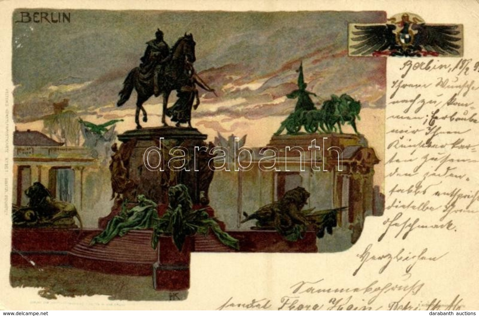 T2/T3 1899 Berlin, Brandenburger Thor / Gate, Coat Of Arms. Velten's Künstlerpostkarte No. 161. Litho (EK) - Unclassified