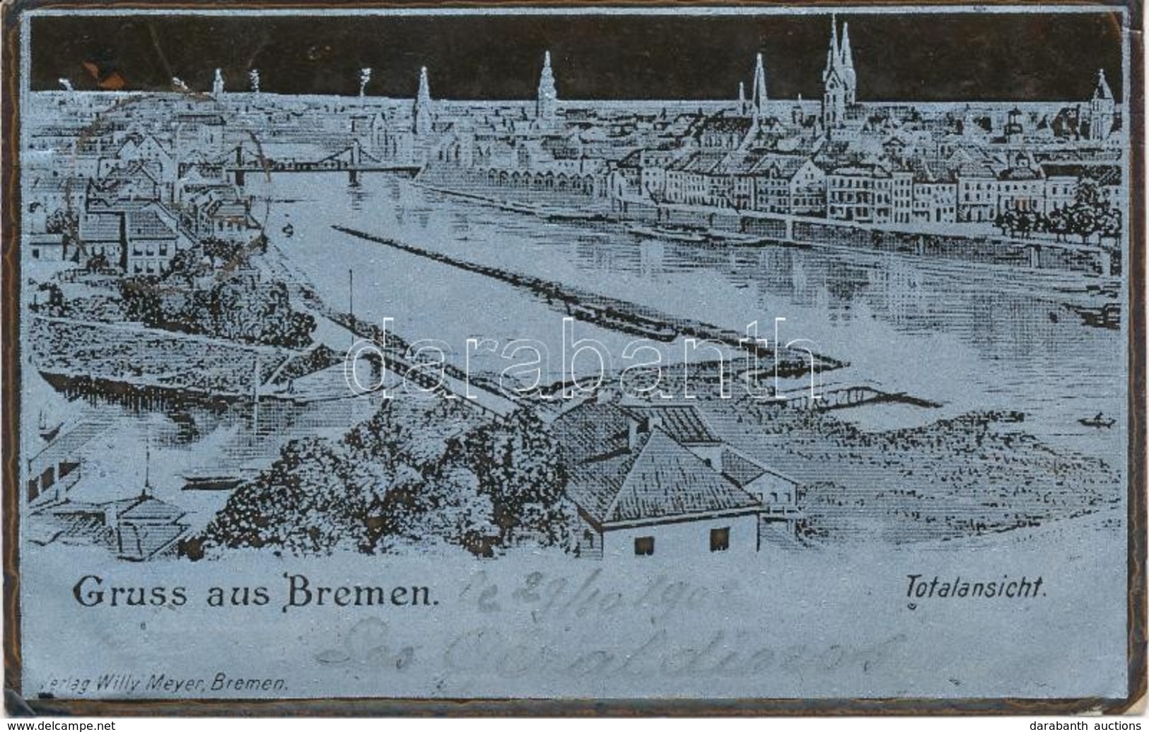 T2/T3 Bremen, Totalansicht; Verlag Willy Meyer / View, Metallic Postcard - Ohne Zuordnung