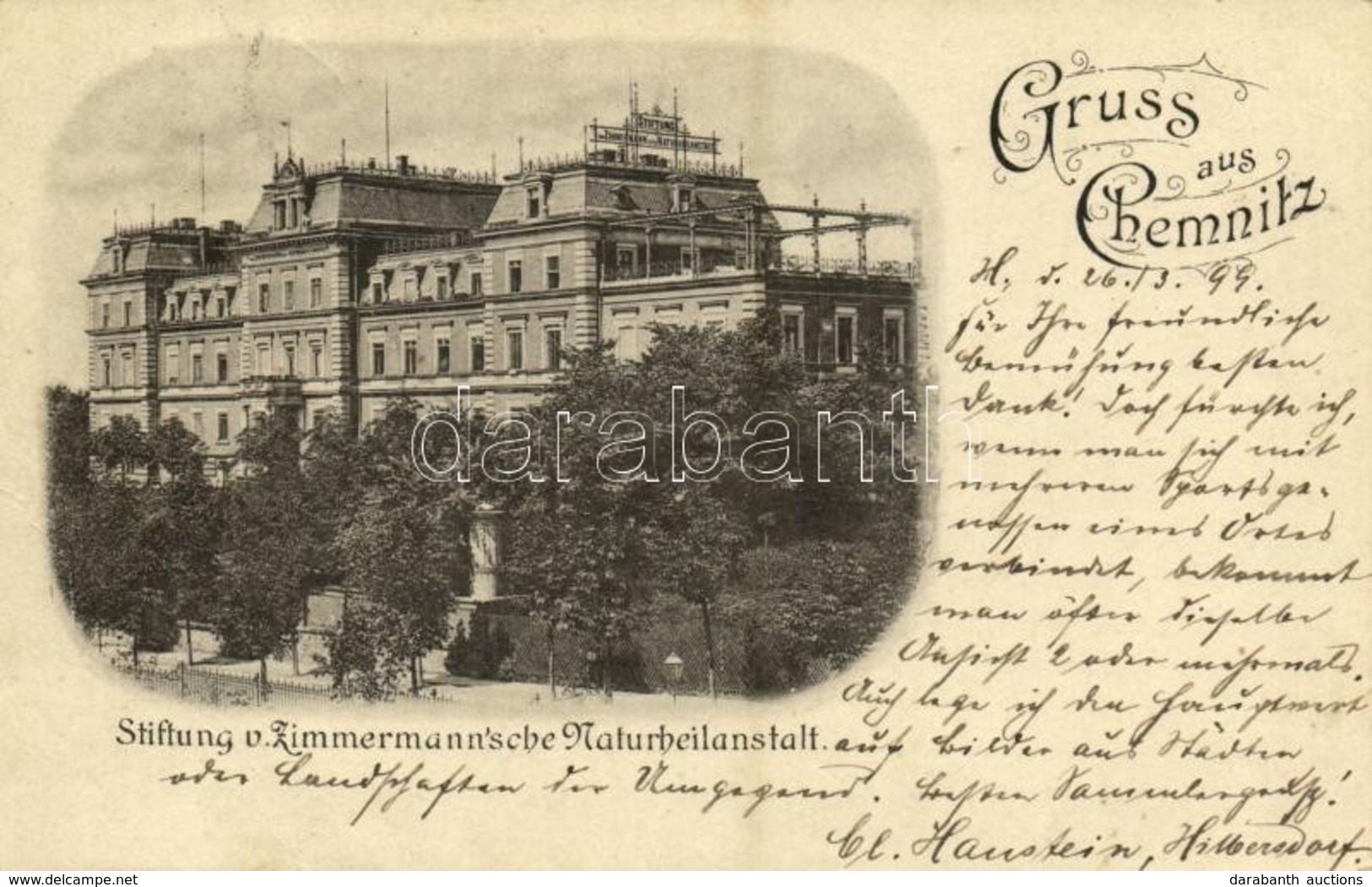 T2/T3 1899 Chemnitz, Stiftung V. Zimmermann'sche Naturheilanstalt / Spa, Foundation (EB) - Ohne Zuordnung
