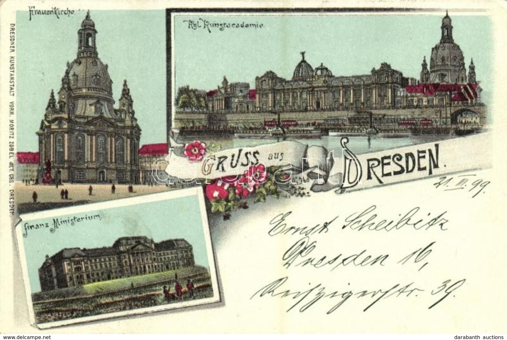 T2/T3 1899 Dresden, Frauenkirche, Kgl. Kunstacademie, Finanz-Ministerium / Church, Art Academy, Ministry Of Finance. Dre - Ohne Zuordnung